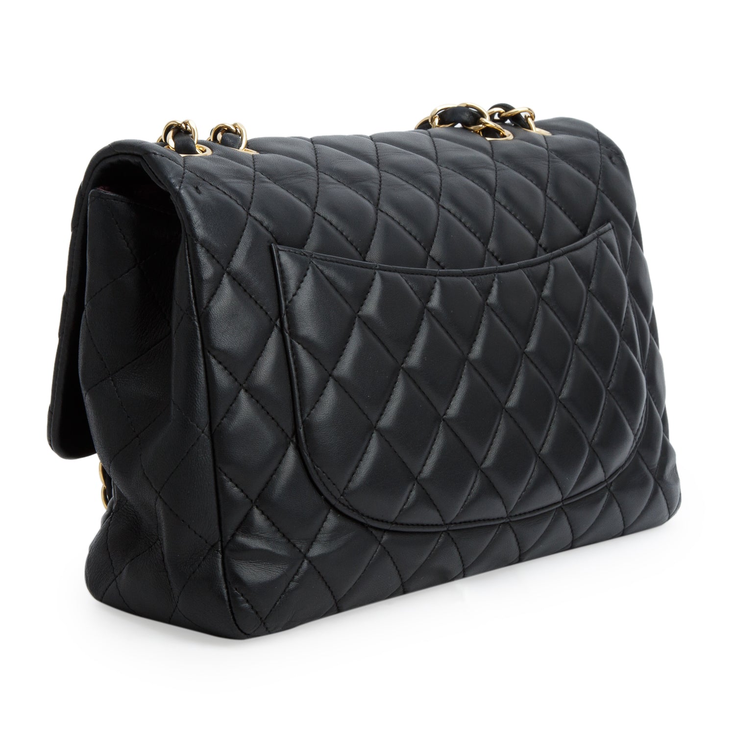 Chanel Black Lambskin Leather Classic Jumbo Single Flap Bag
