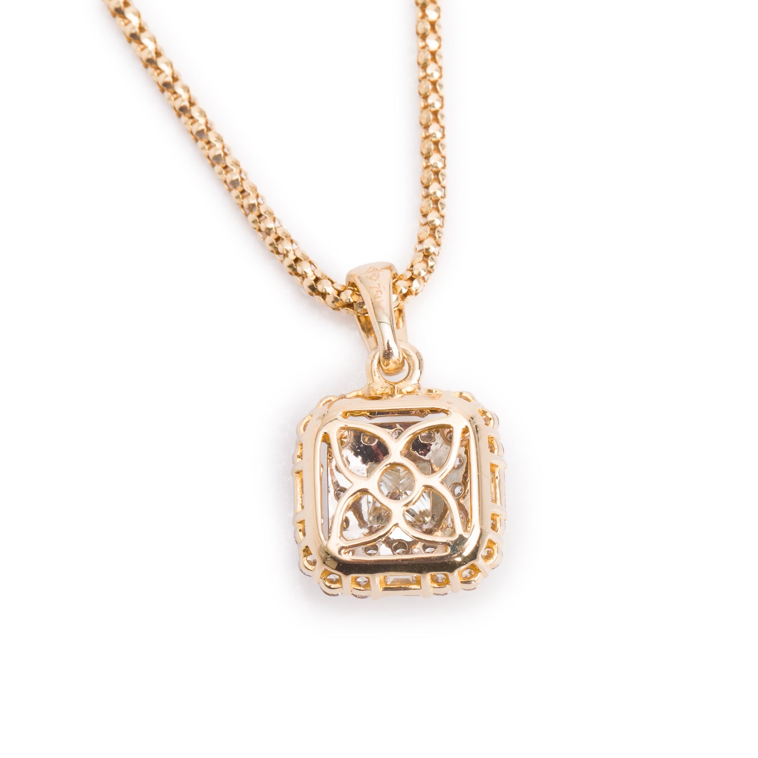 18k Yellow Gold Pave Diamond Pendant Necklace
