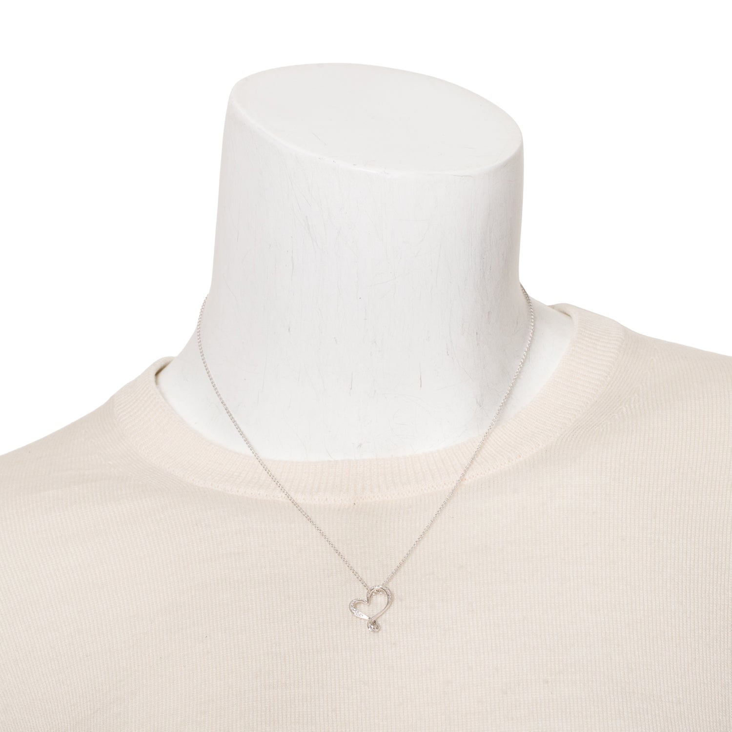 Effy 14k White Gold Diamond Heart Pendant Necklace w/ Box