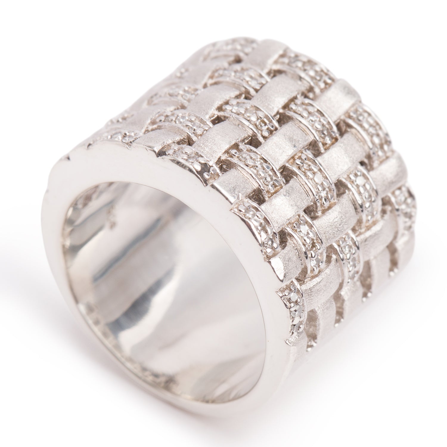 Effy Sterling Silver Diamond Weave Band Ring, Size 7.5