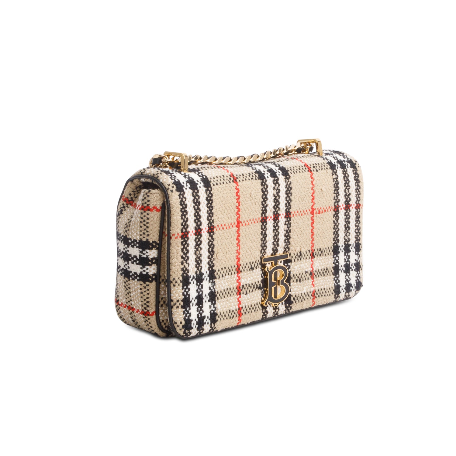 Burberry Archive Beige Tweed Small Lola Shoulder Bag