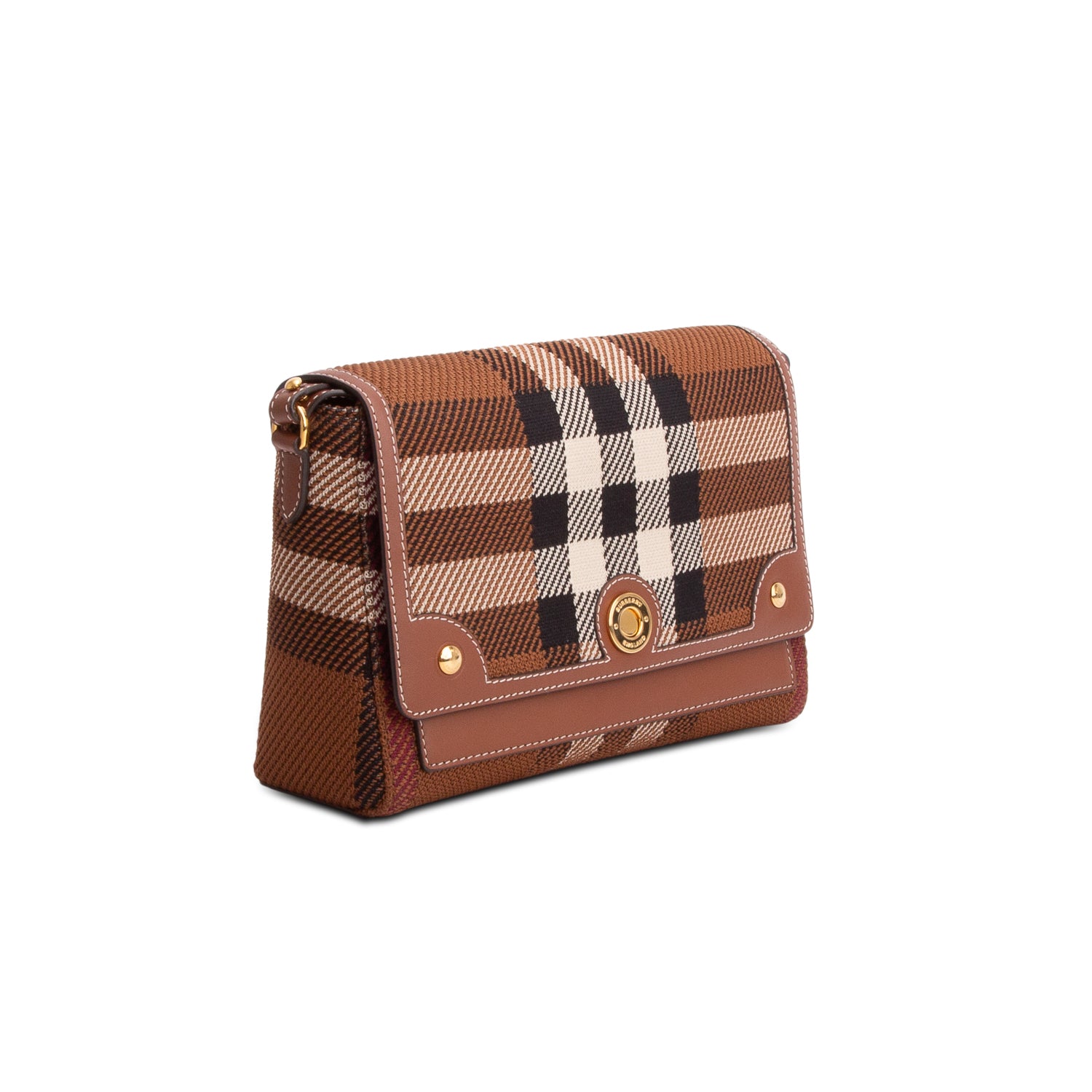 Burberry Brown Canvas Vintage Check Medium Note Crossbody Bag