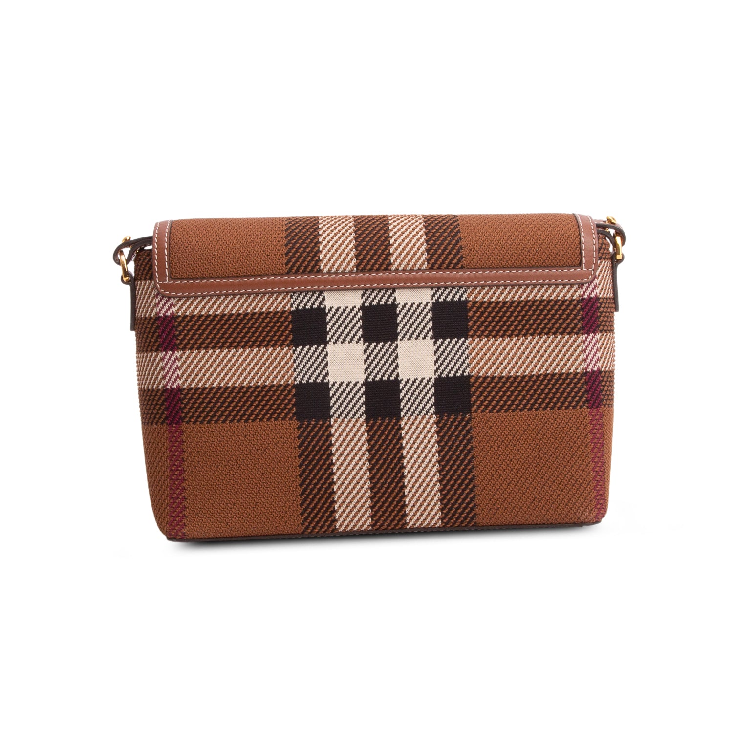 Burberry Brown Canvas Vintage Check Medium Note Crossbody Bag