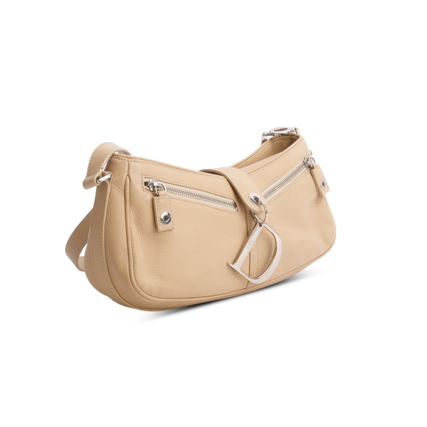 Christian Dior Beige Calfskin Charm Shoulder Bag