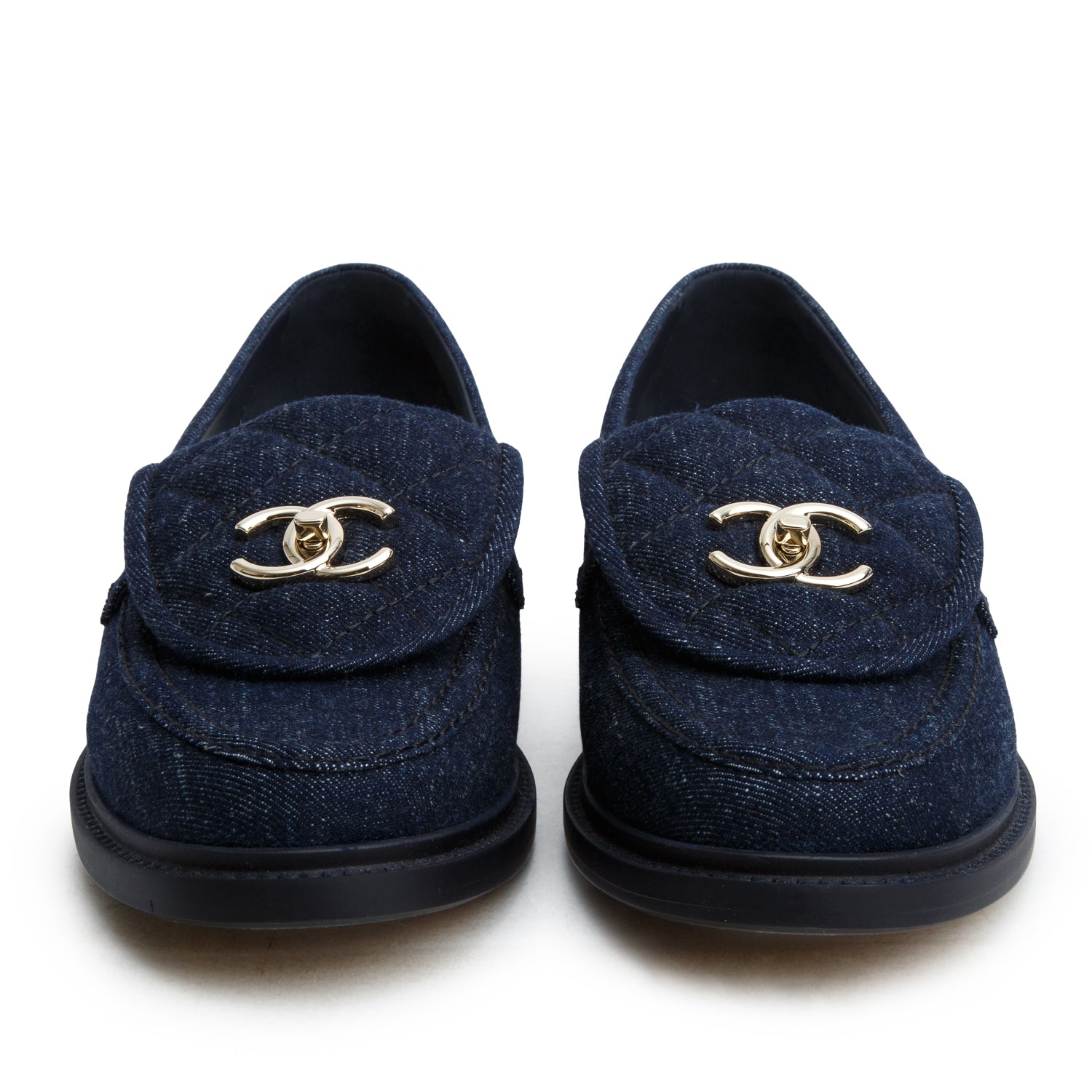 Chanel 2026 Blue Denim CC Turnlock Loafers, Women's Size 41 w/ Box & Receipt