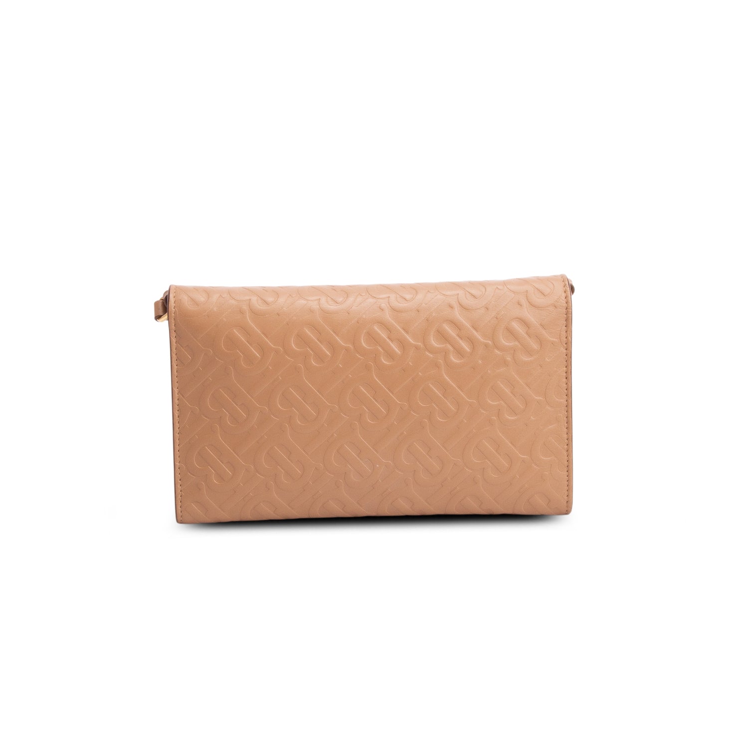 Burberry Brown Calfskin Embossed Logo Hazelmere Wallet On Strap