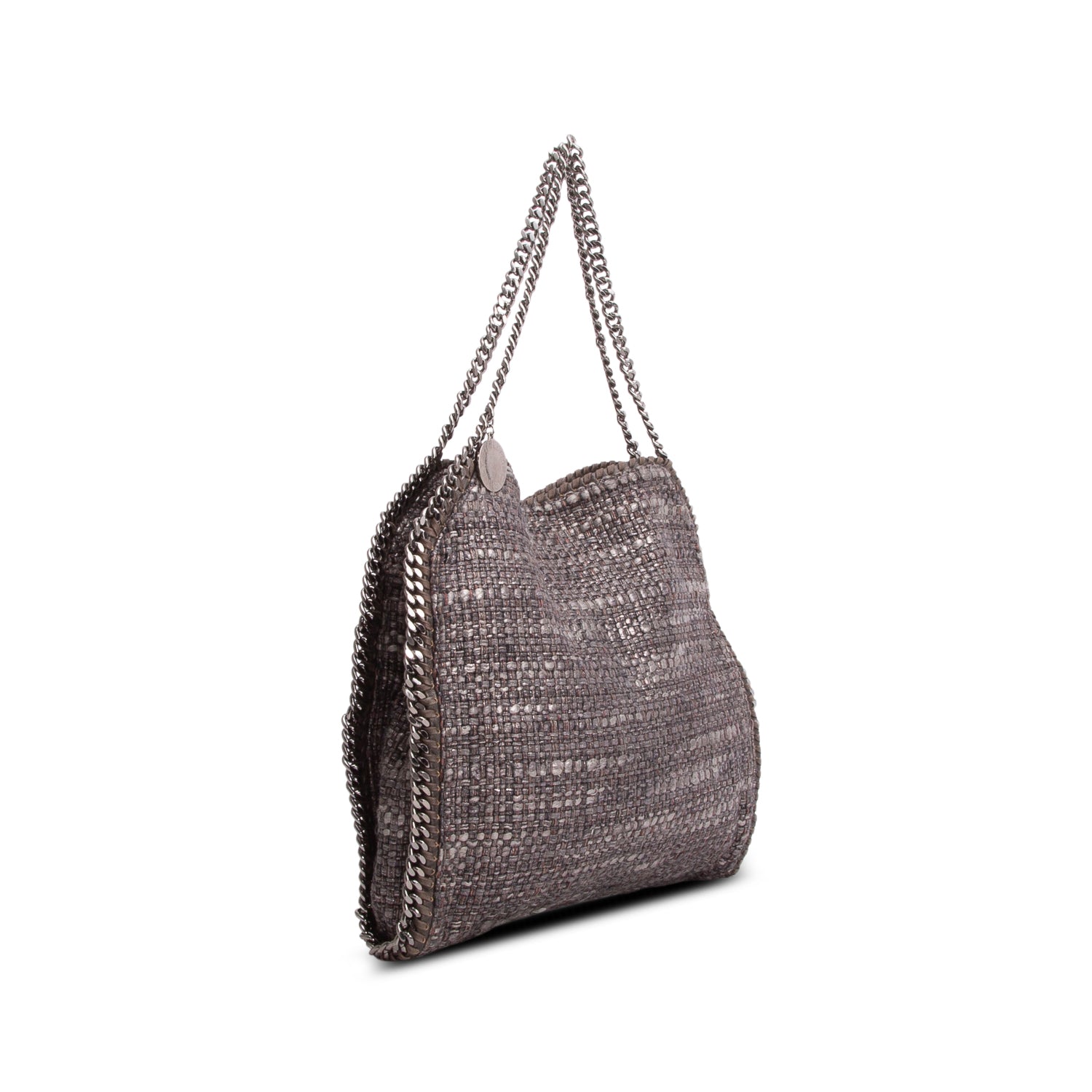 Stella McCartney Metallic Grey Boucle Falabella Fold-Over Tote