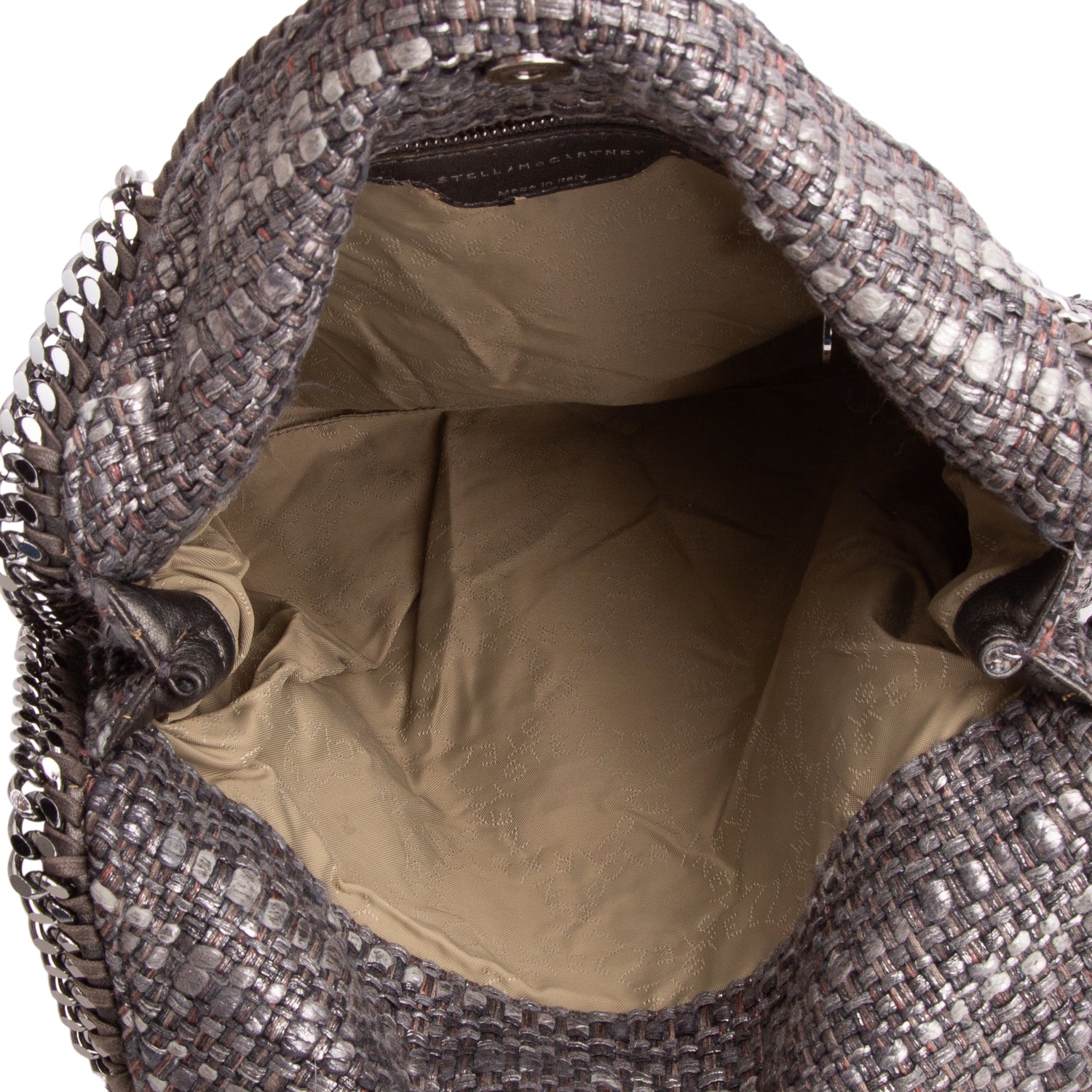 Stella McCartney Metallic Grey Boucle Falabella Fold-Over Tote