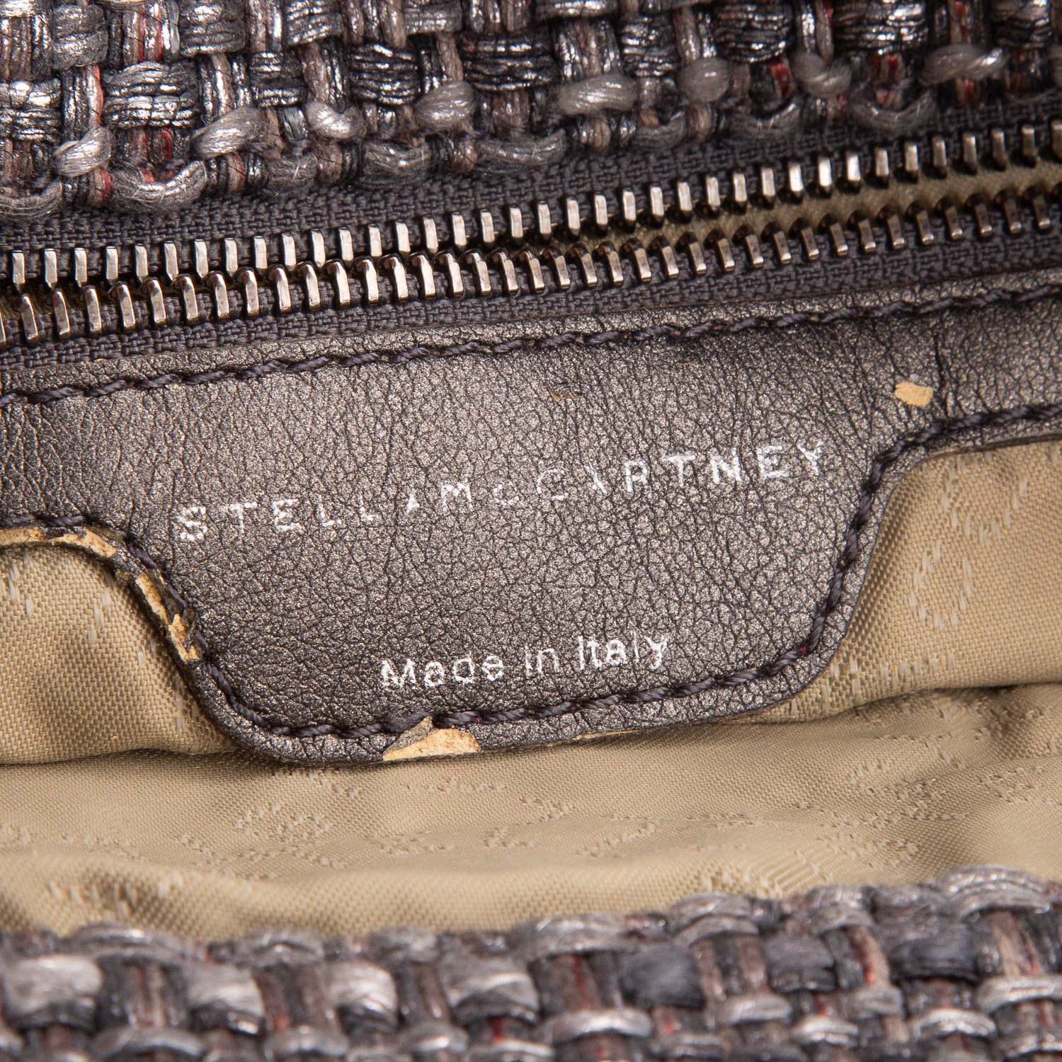 Stella McCartney Metallic Grey Boucle Falabella Fold-Over Tote