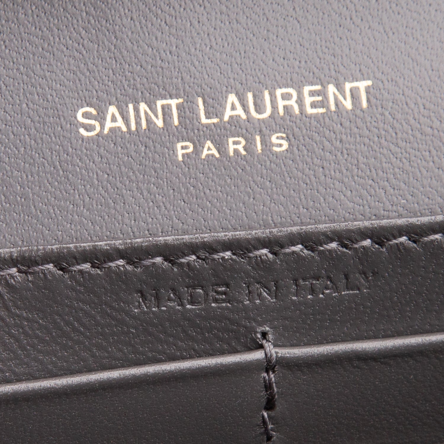 Saint Laurent 2022 Grey Calfskin Leather Cassandre Clutch on Chain w/ Box