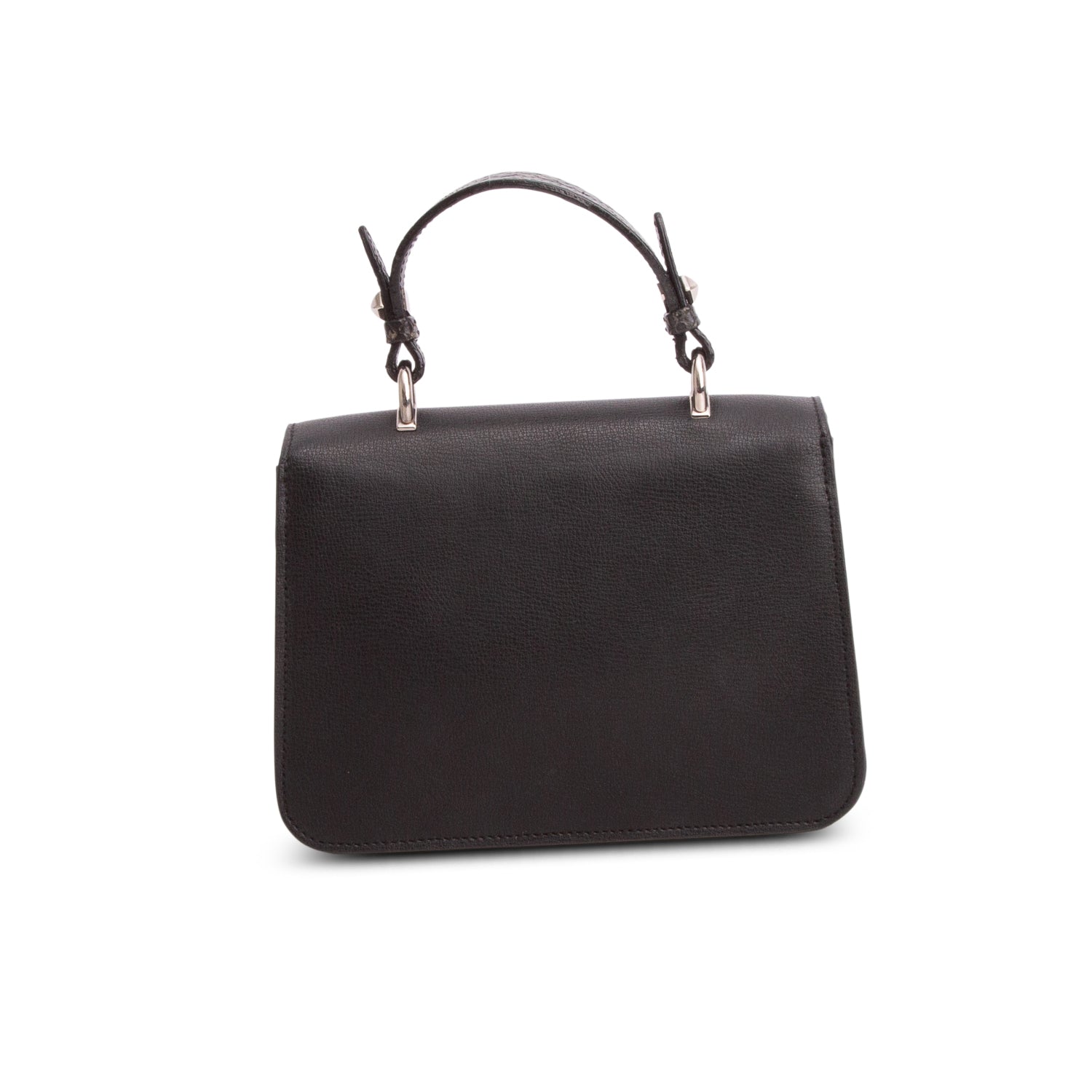 Jimmy Choo Black Leather Python Trim JC Top Handle Flap Crossbody Bag