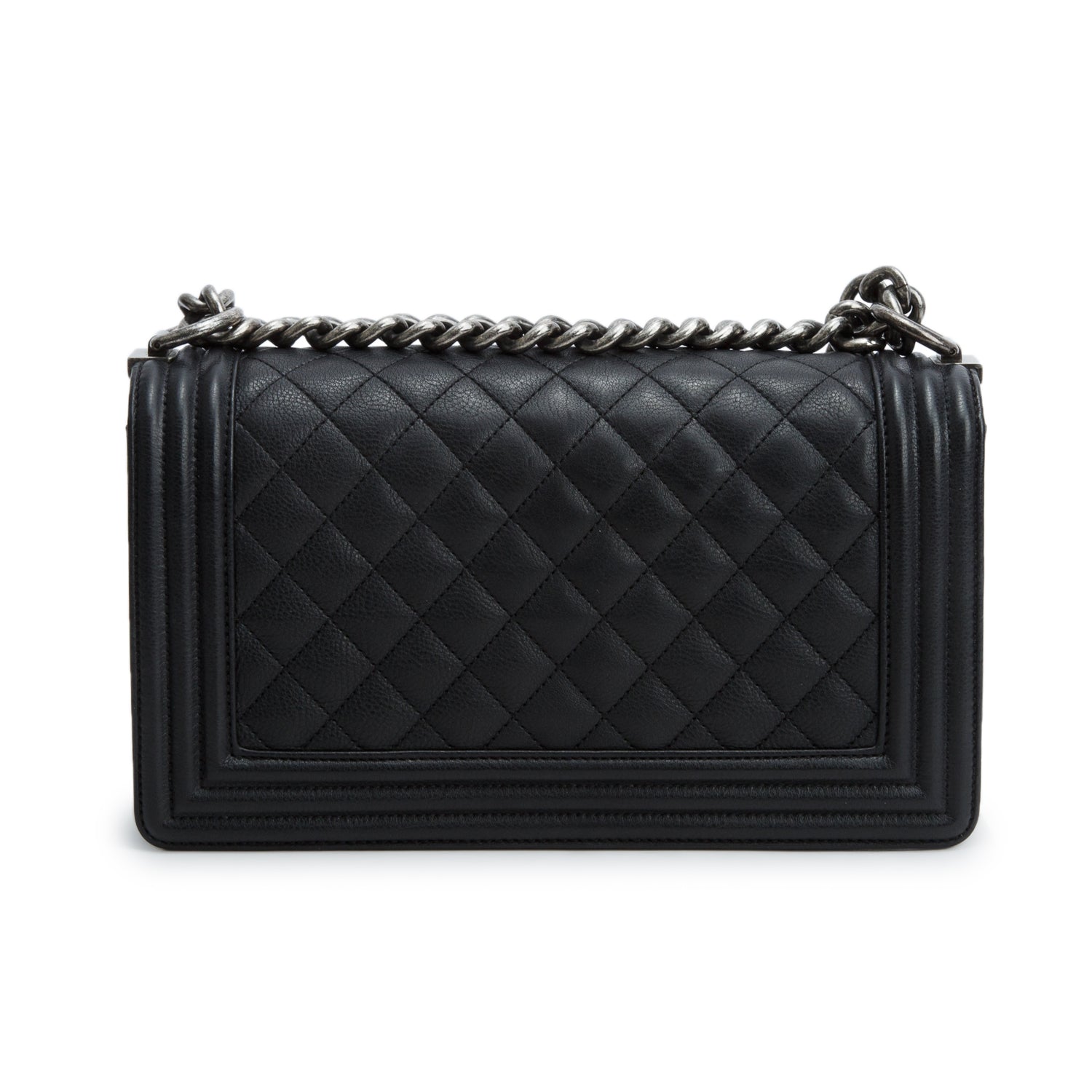 Chanel Black Quilted Calfskin Leather Medium Boy Flap Bag w/ Box & Authenticity Card