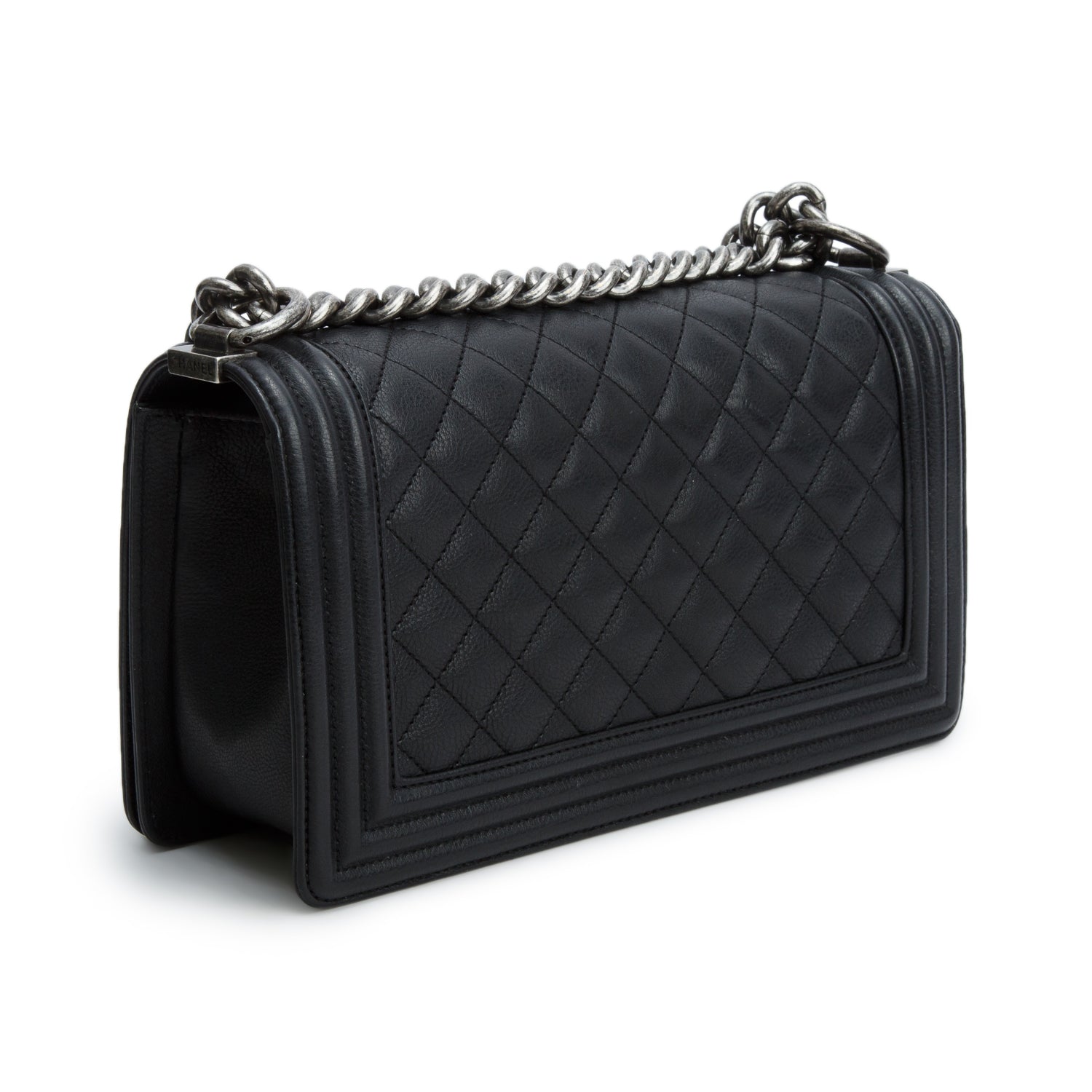 Chanel Black Quilted Calfskin Leather Medium Boy Flap Bag w/ Box & Authenticity Card