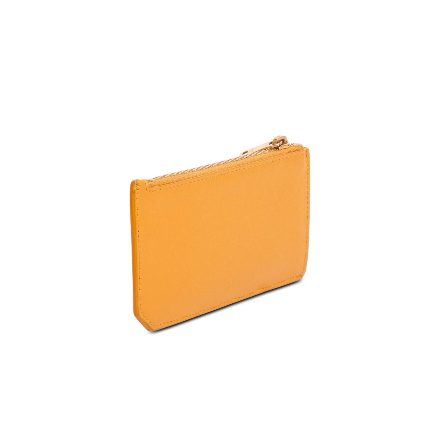 Saint Lauren 2020 Senape Yellow Box Calfskin Cassandre Fragments Flap Card Case w/ Box & Receipt