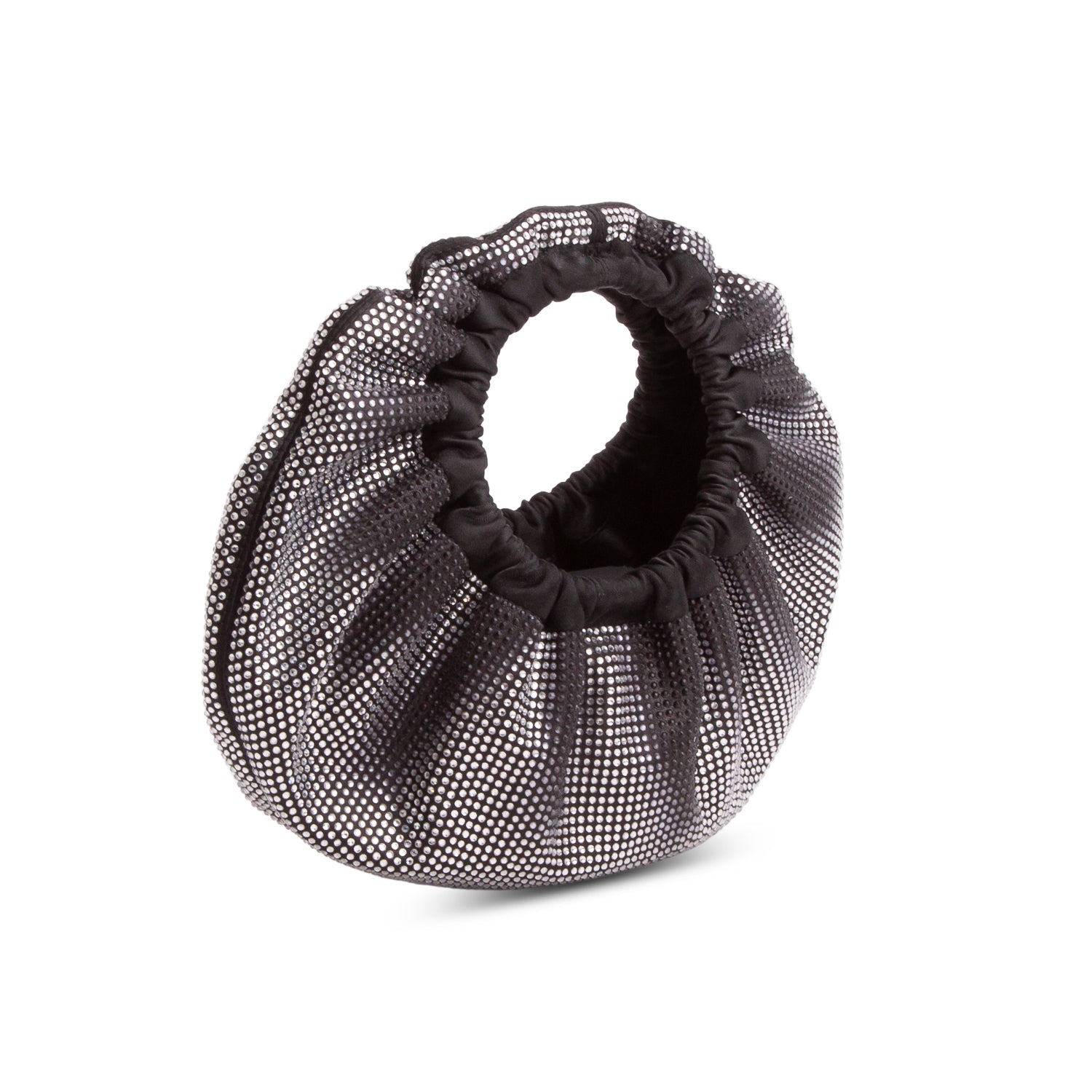 Alexander Wang Black Satin Crystal Mini Crescent Hand Bag