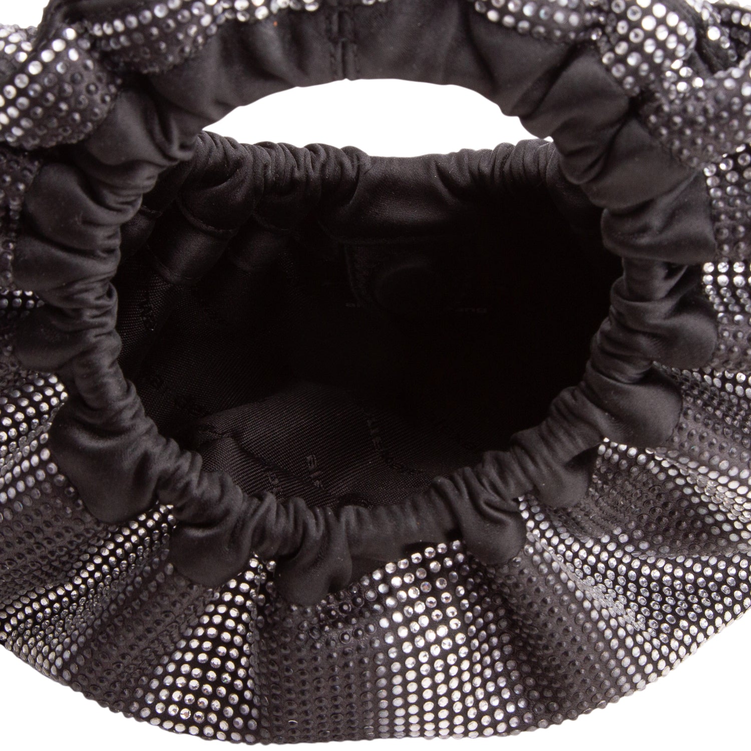 Alexander Wang Black Satin Crystal Mini Crescent Hand Bag