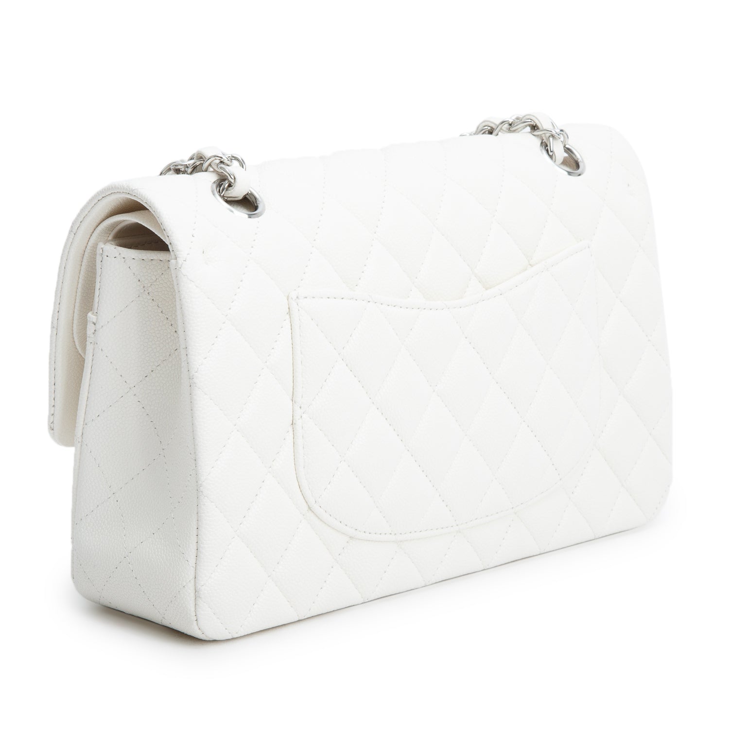 Chanel White Caviar Quilted Medium Double Flap w/ Box