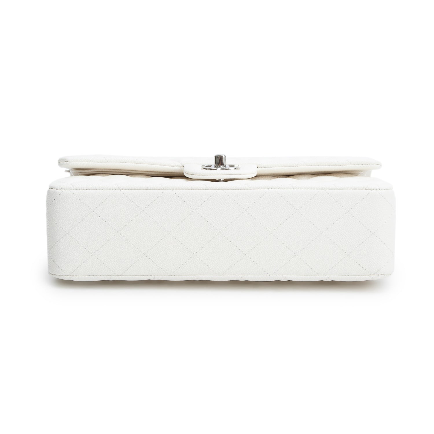 Chanel White Caviar Quilted Medium Double Flap w/ Box