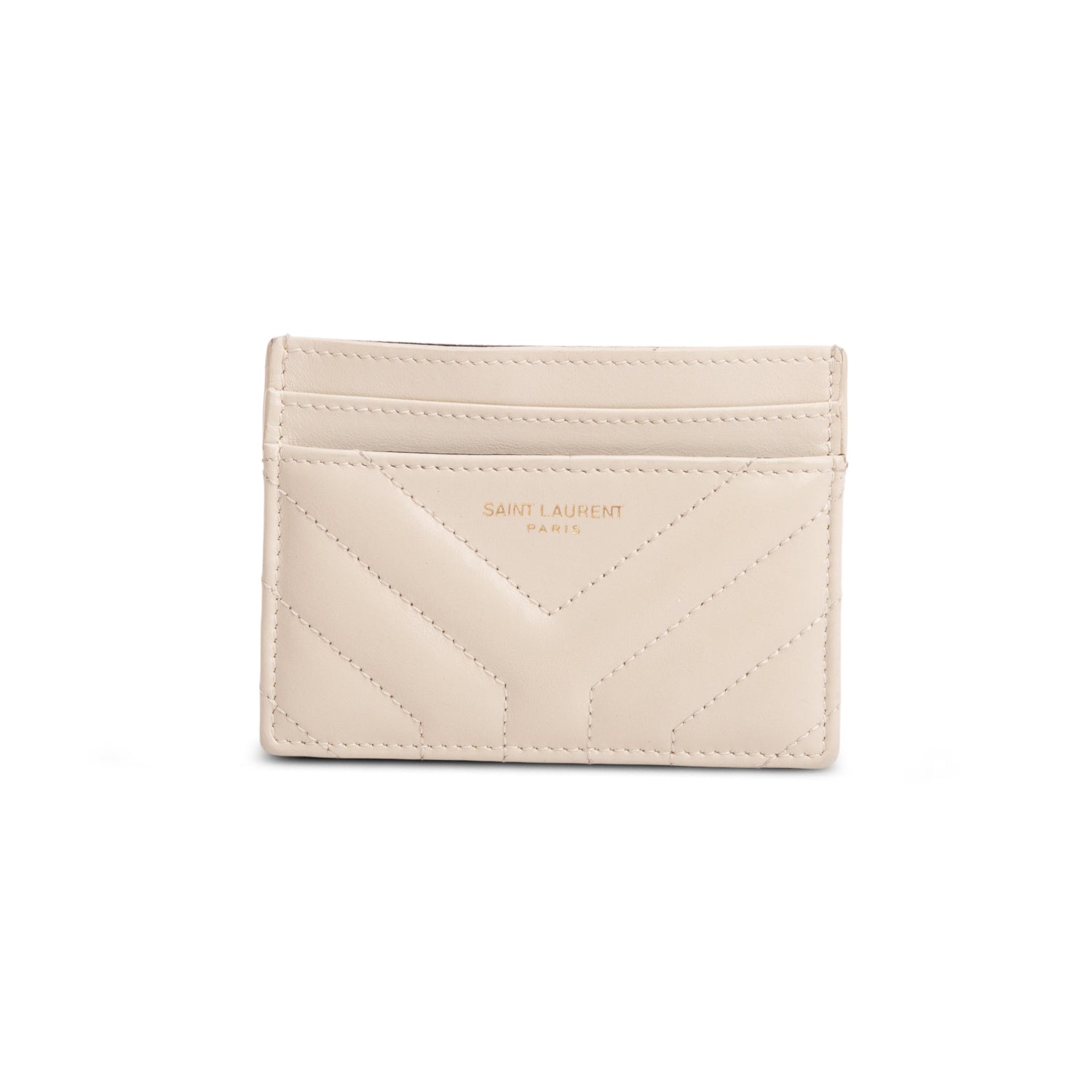 Saint Laurent 2021 Joan Calfskin Leather Y Card Holder w/ Box