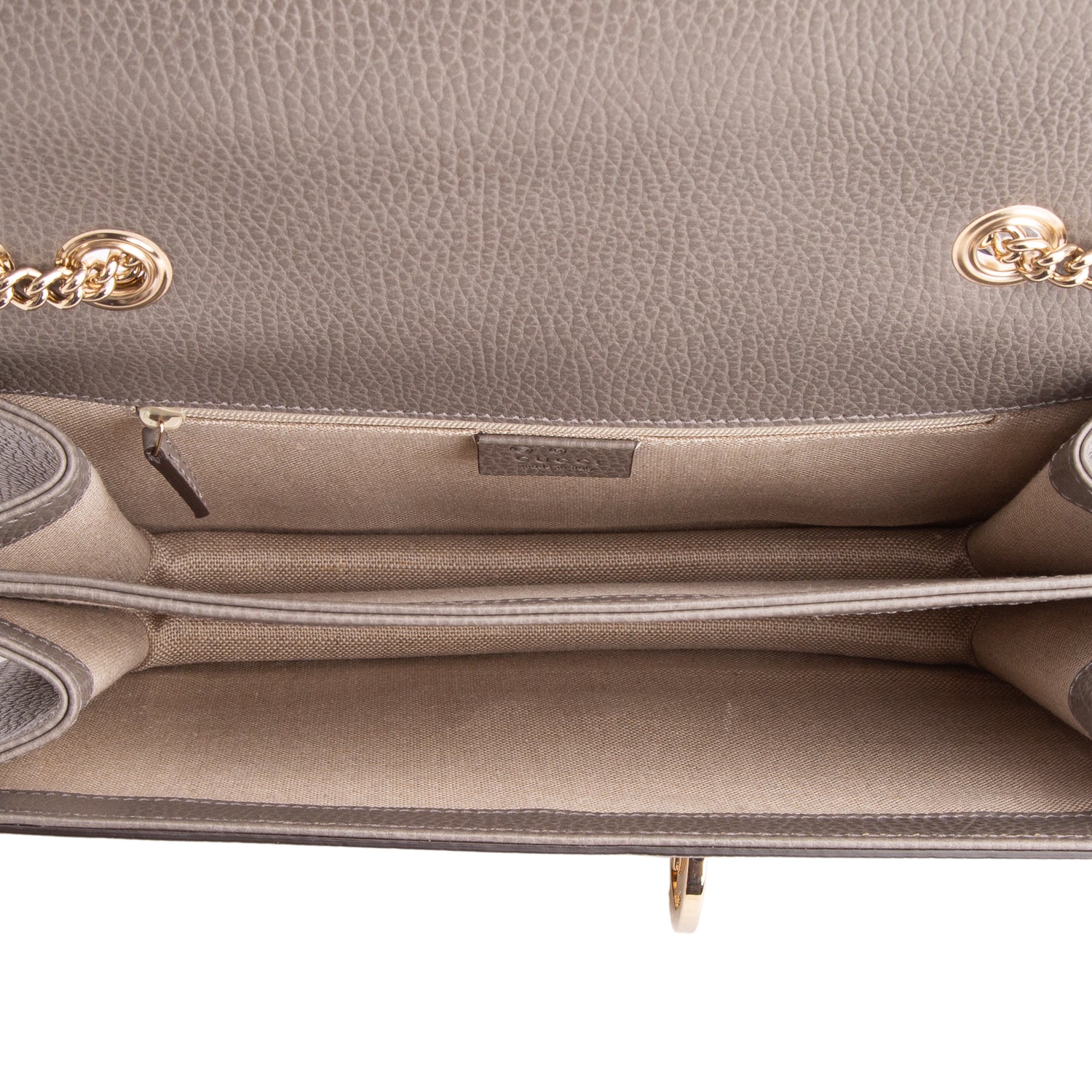 Gucci Grey Calfskin Leather Medium Dollar Interlocking GG Shoulder Bag w/ Box