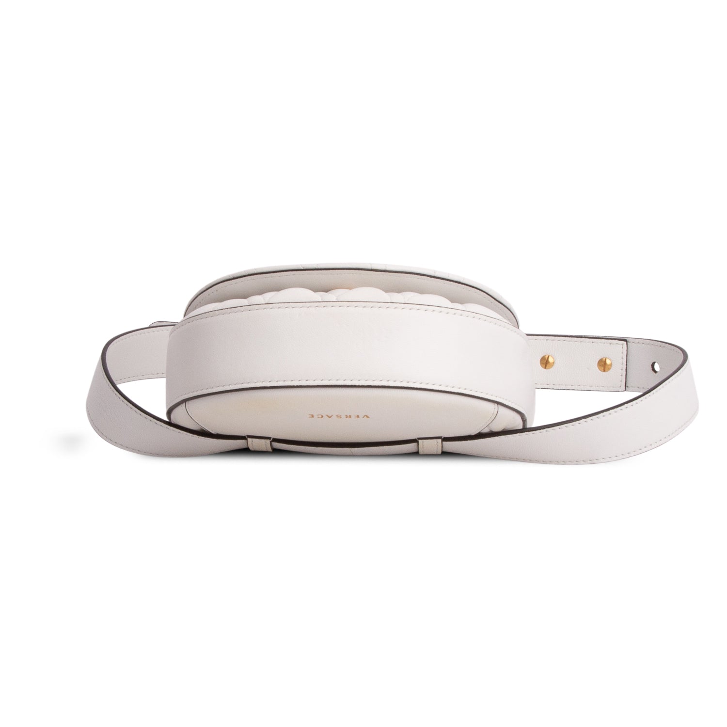 Versace White Quilted Nappa Leather Virtus Belt Bag w/ Straps