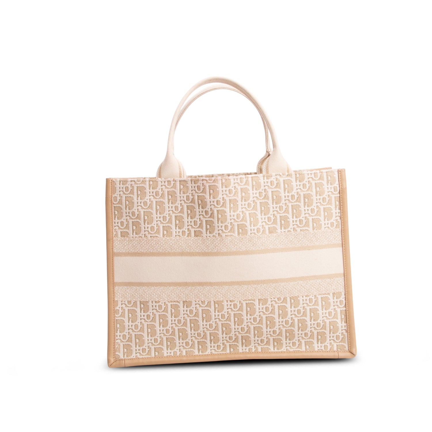 Christian Dior 2024 Neutral Oblique Embroidery Medium Book Tote w/ Strap