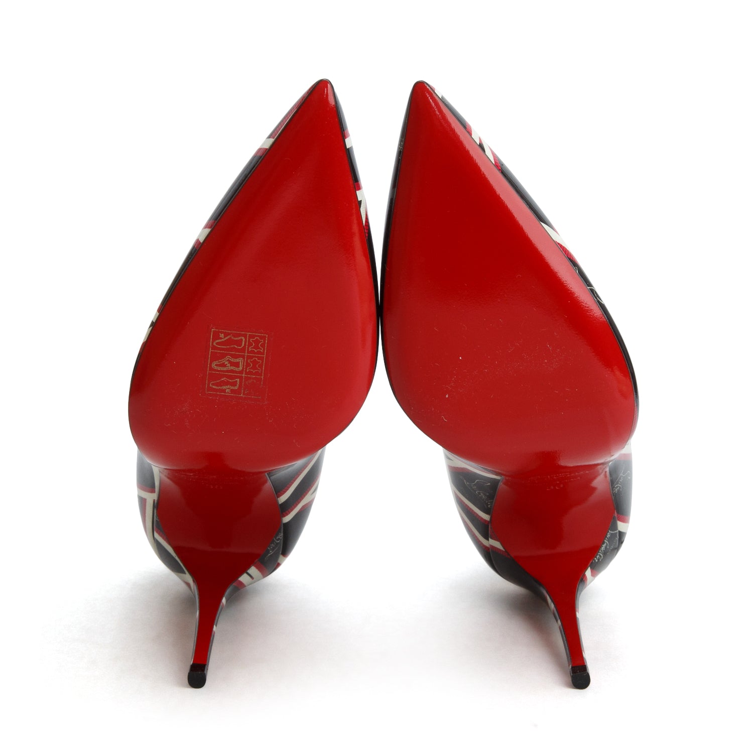 Christian Louboutin Black Printed Patent Leather Kabettes 100 Pumps, Size 36 w/ Box