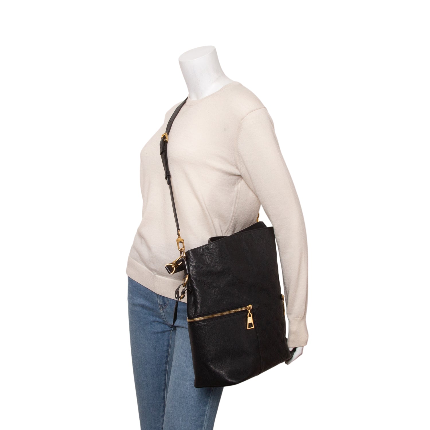 Louis Vuitton Black Monogram Empreinte Leather Melie w/ Strap, Box & Receipt