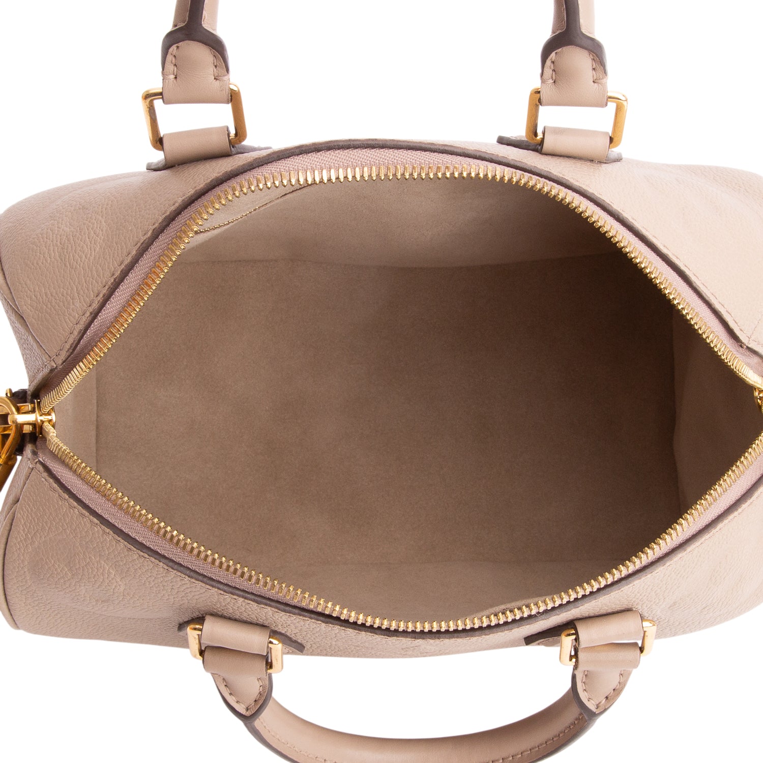 Louis Vuitton Turtledove Monogram Empreinte Leather Speedy Bandouliere 25 w/ Strap, Box & Receipt