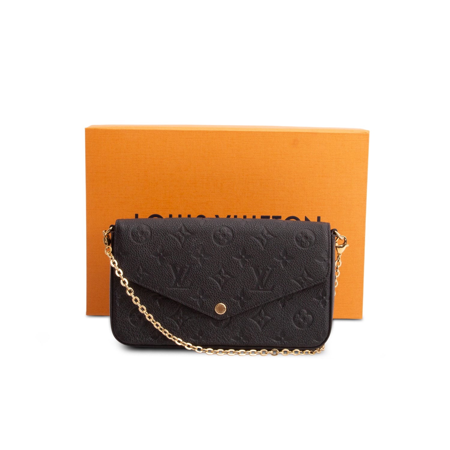 Louis Vuitton Black Monogram Empreinte Leather Felicie Pochette w/ Box