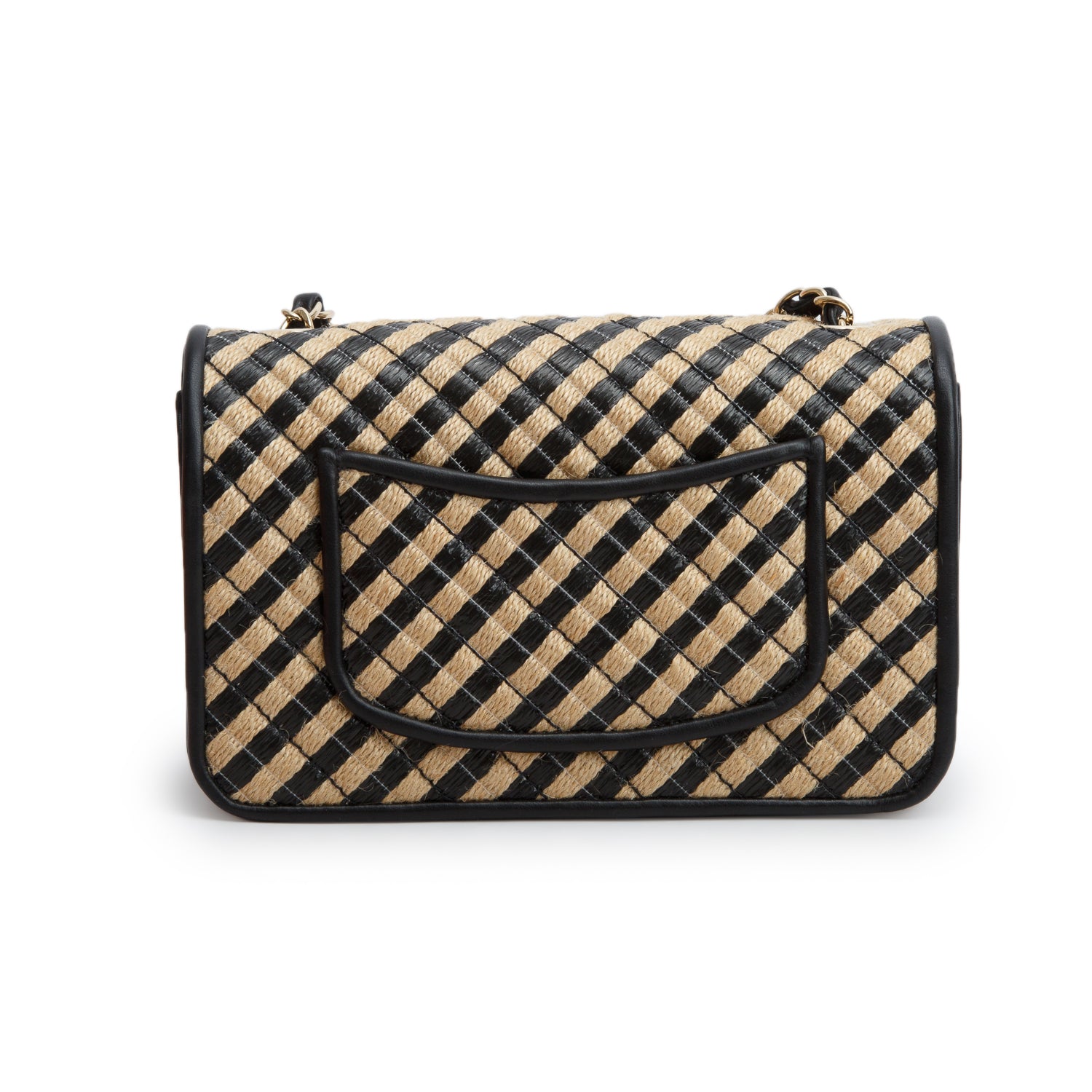 Chanel Neutral Black Quilted Urban Jungle Raffia Mini Rectangular Flap Bag w/ Box