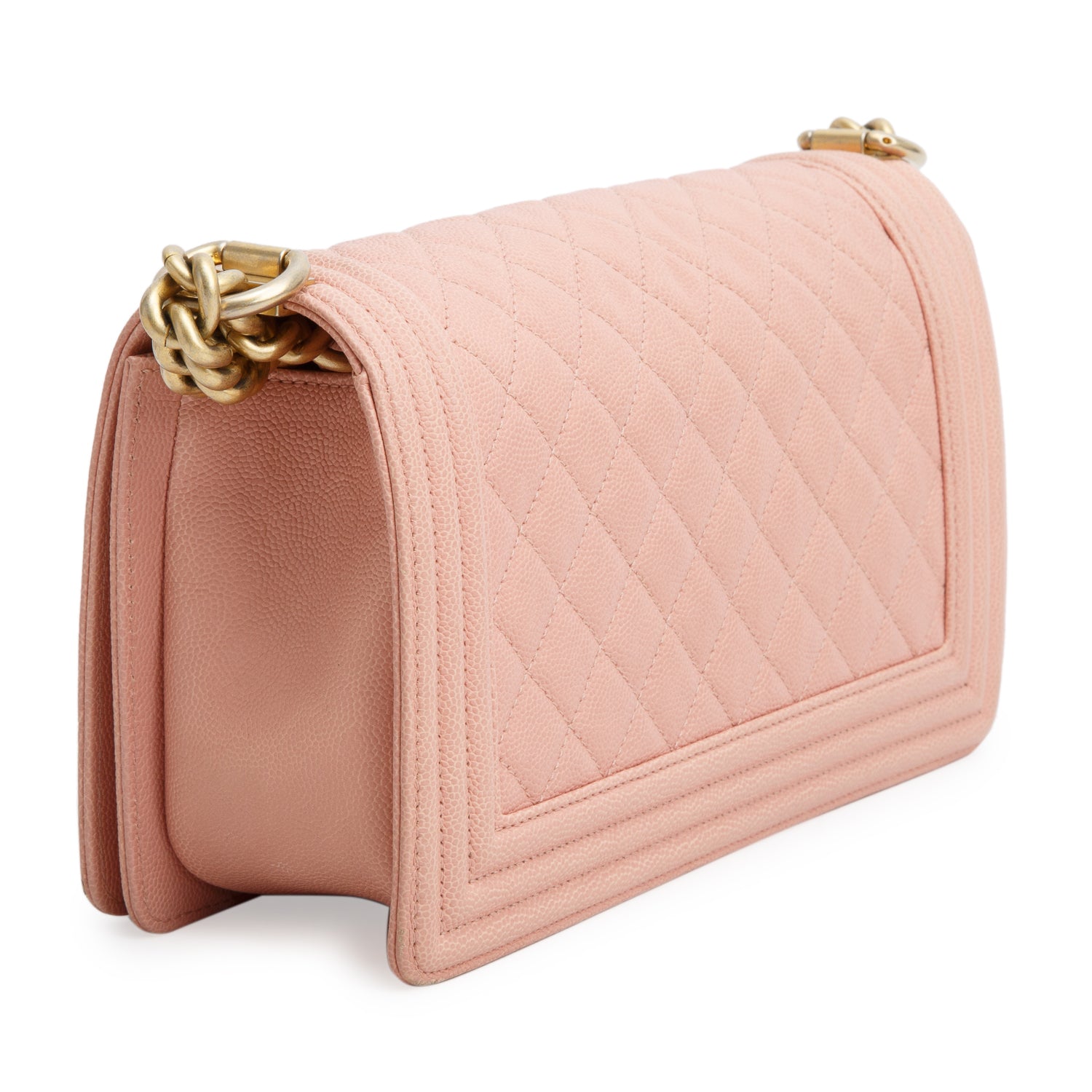 Chanel Pink Quilted Caviar Medium Boy Bag w/ Authenticity Card