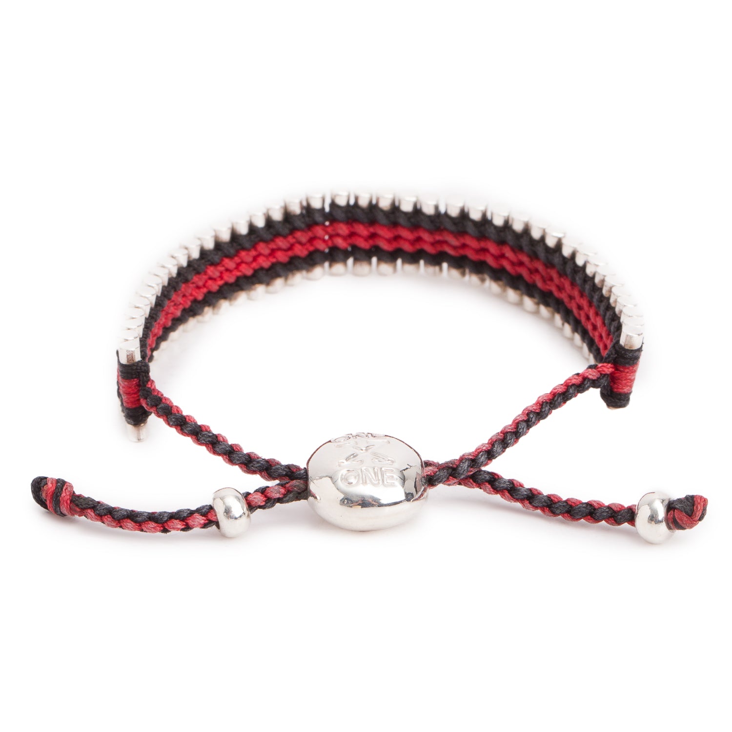 Links of London Sterling Silver Black & red Cord Friendship Bracelet w/ Box