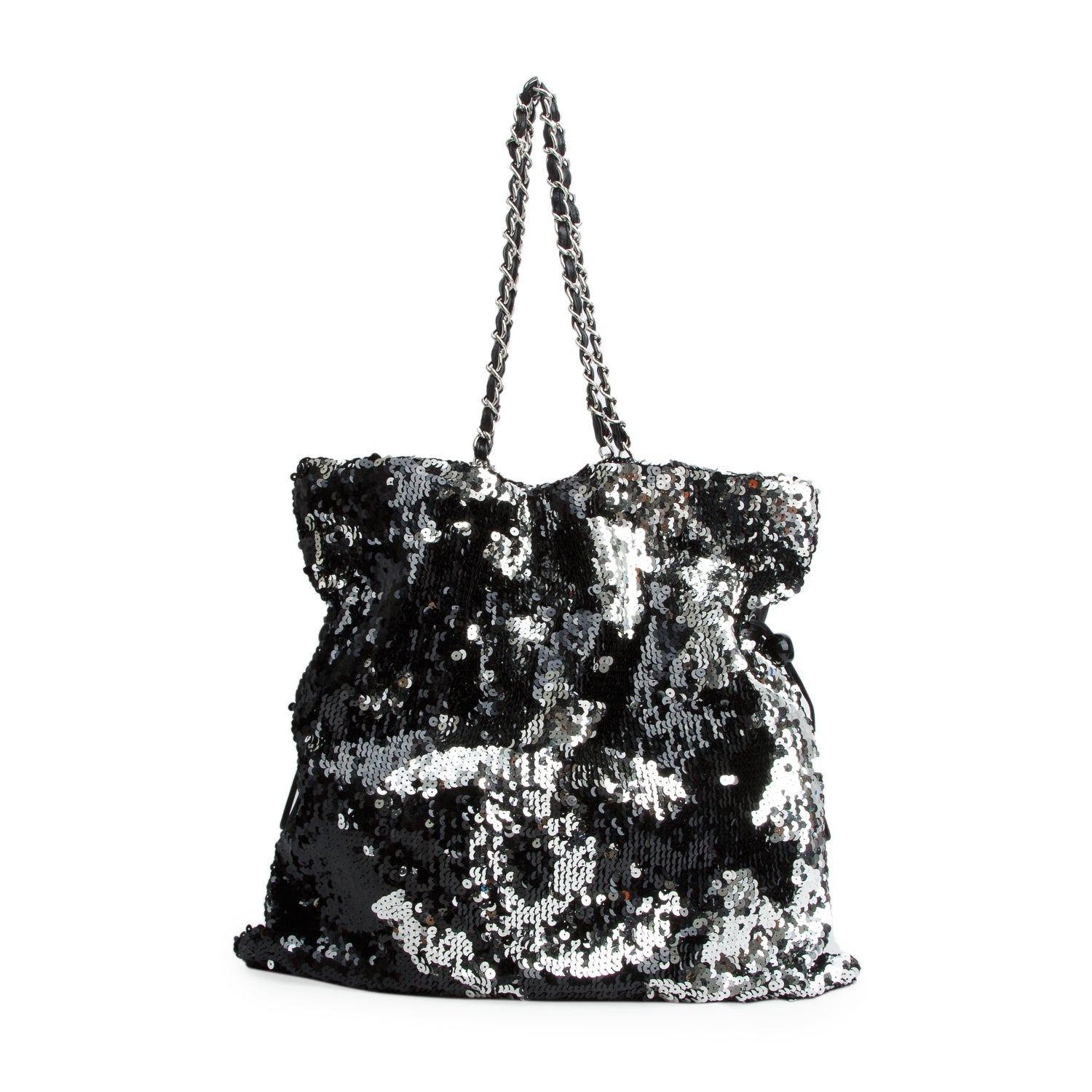 Chanel Black Sequin Summer Nights CC Drawstring Tote