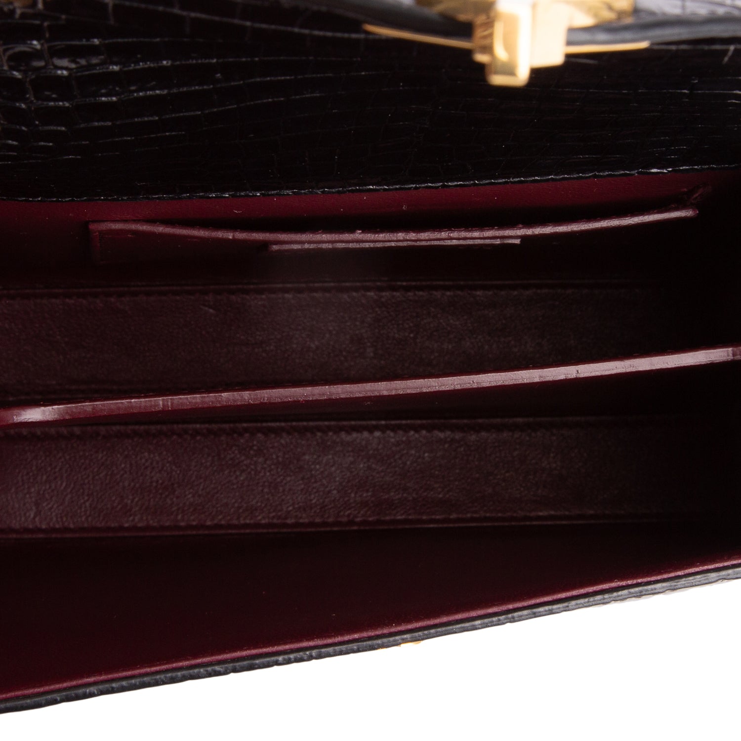 Saint Laurent Black Croc-Embossed Leather Cassandra Mini Top Handle Bag