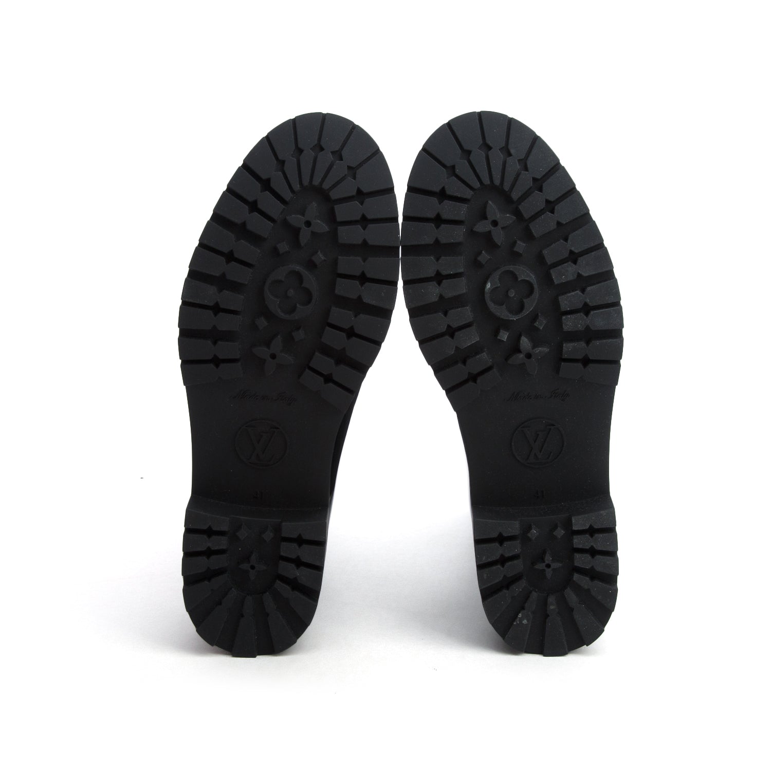 Louis Vuitton Black Monogram Rubber Rain Boots, Size 41 w/ Box