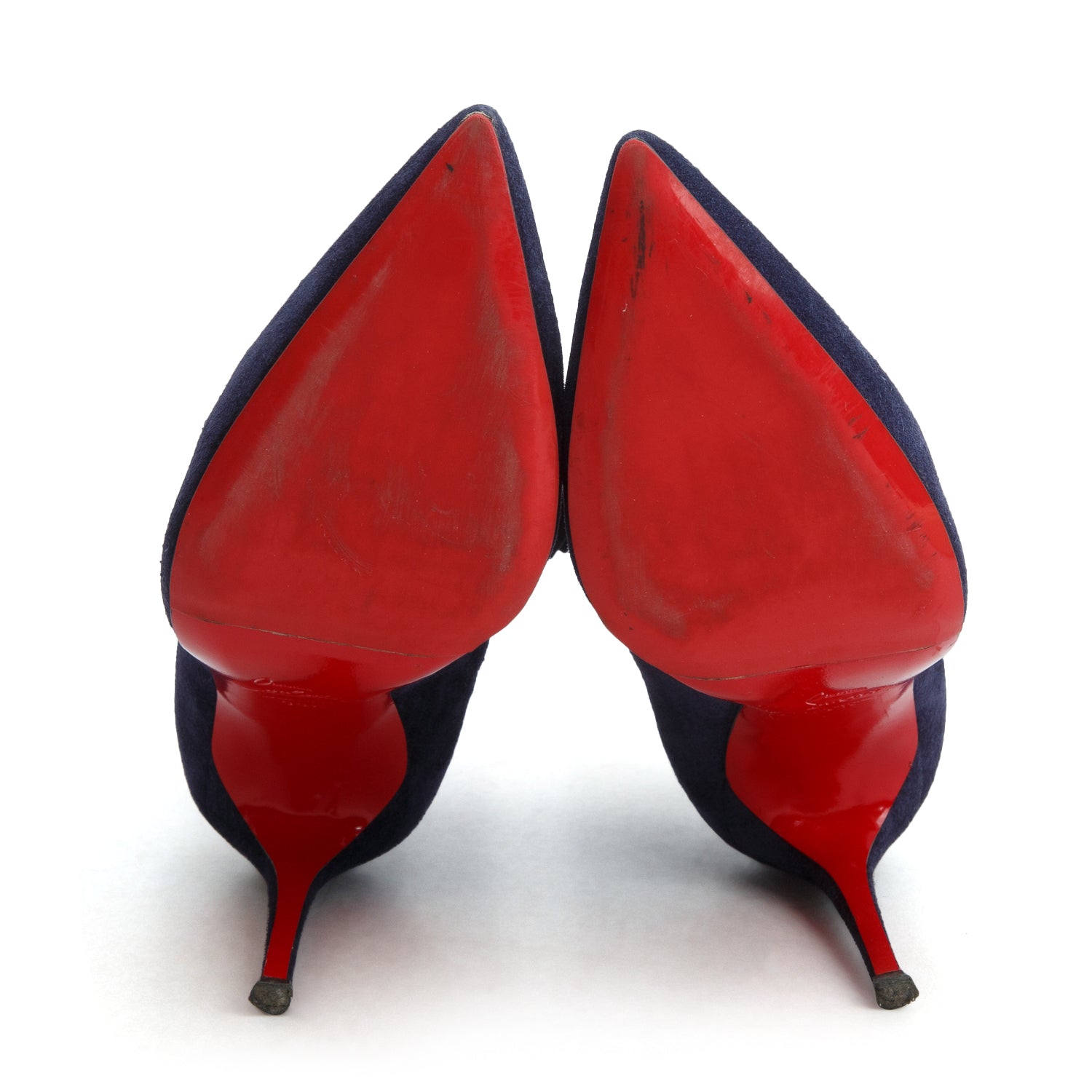 Christian Louboutin Navy Suede Lock So Kate 100 Boots, Size 36.5 w/ Box