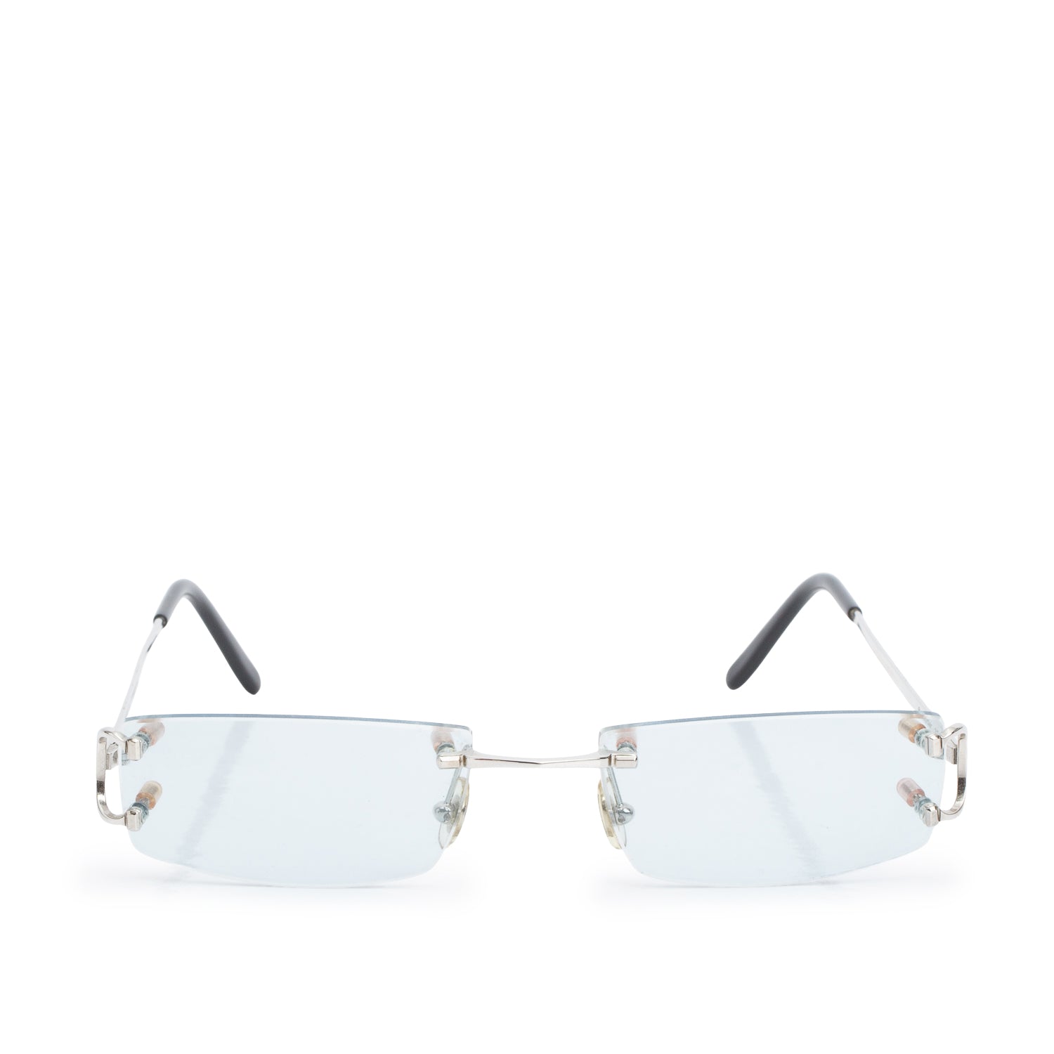 Cartier CT0092O Rimless Rectangle C Decor Demo Eyeglasses w/ Box & Case
