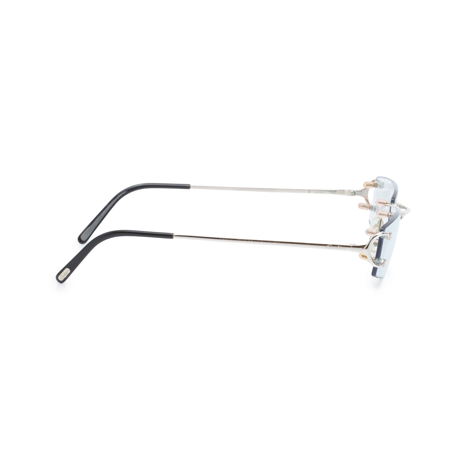 Cartier CT0092O Rimless Rectangle C Decor Demo Eyeglasses w/ Box & Case