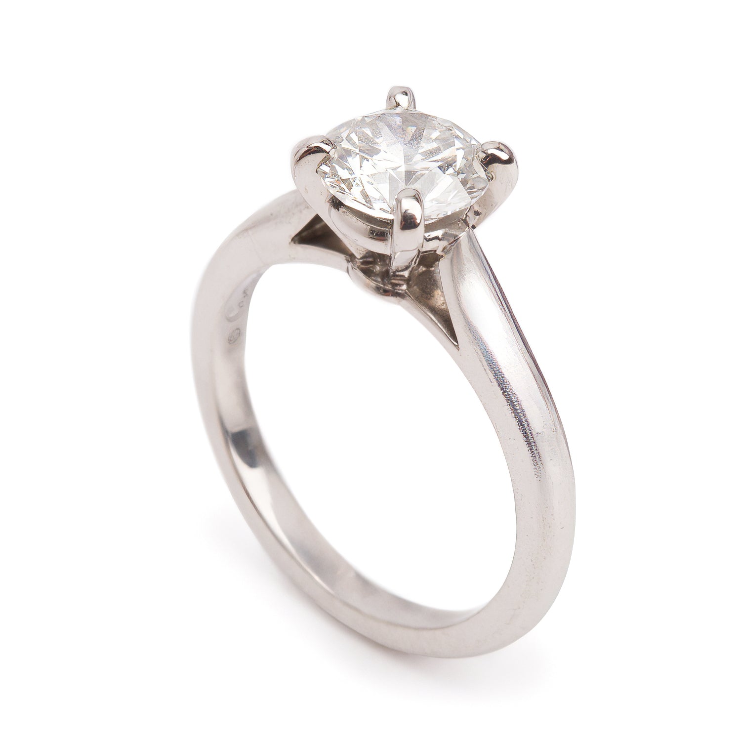 Cartier Platinum 1.01 ct. Diamond Solitaire Engagement Ring, Size 47 45 w/ Box, Receipt & GIA Diamond Certificate