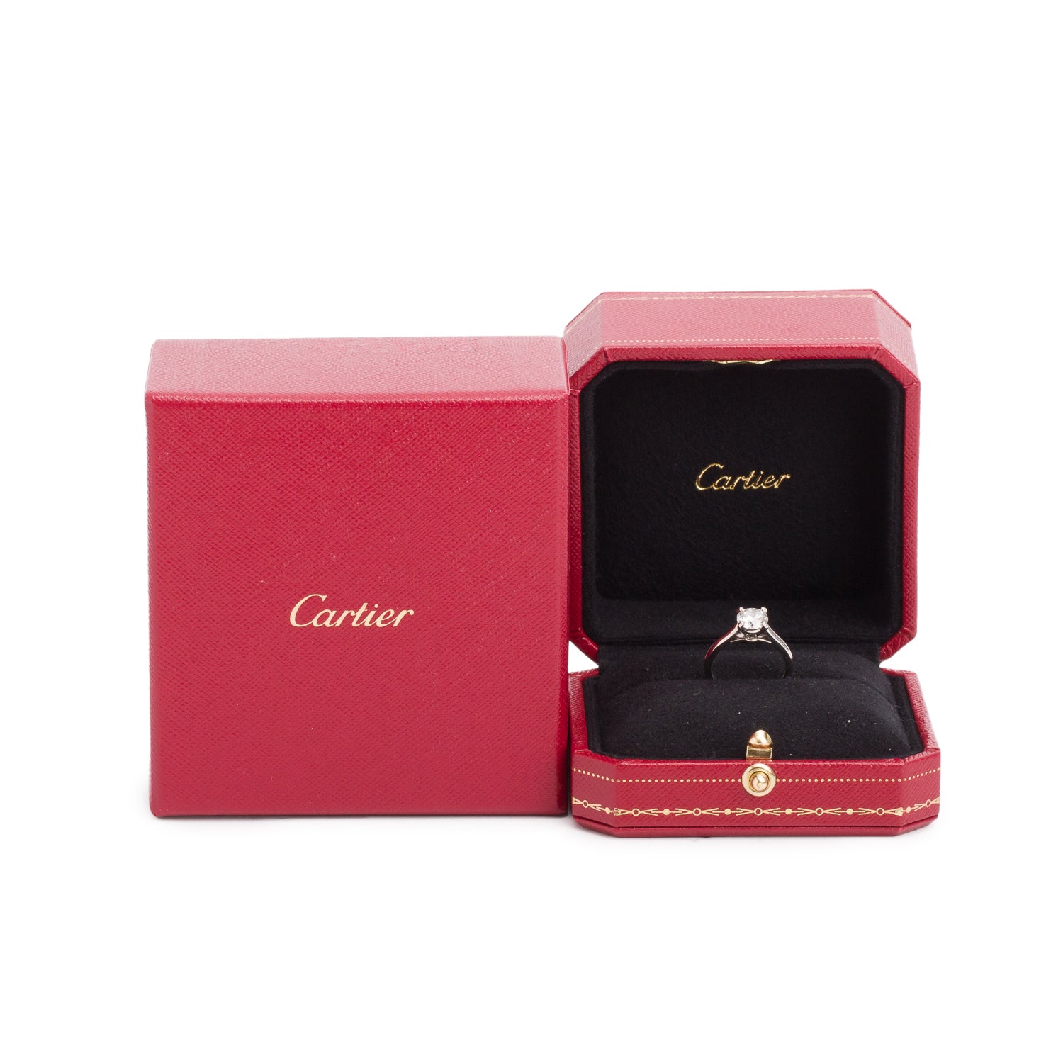 Cartier Platinum 1.01 ct. Diamond Solitaire Engagement Ring, Size 47 45 w/ Box, Receipt & GIA Diamond Certificate