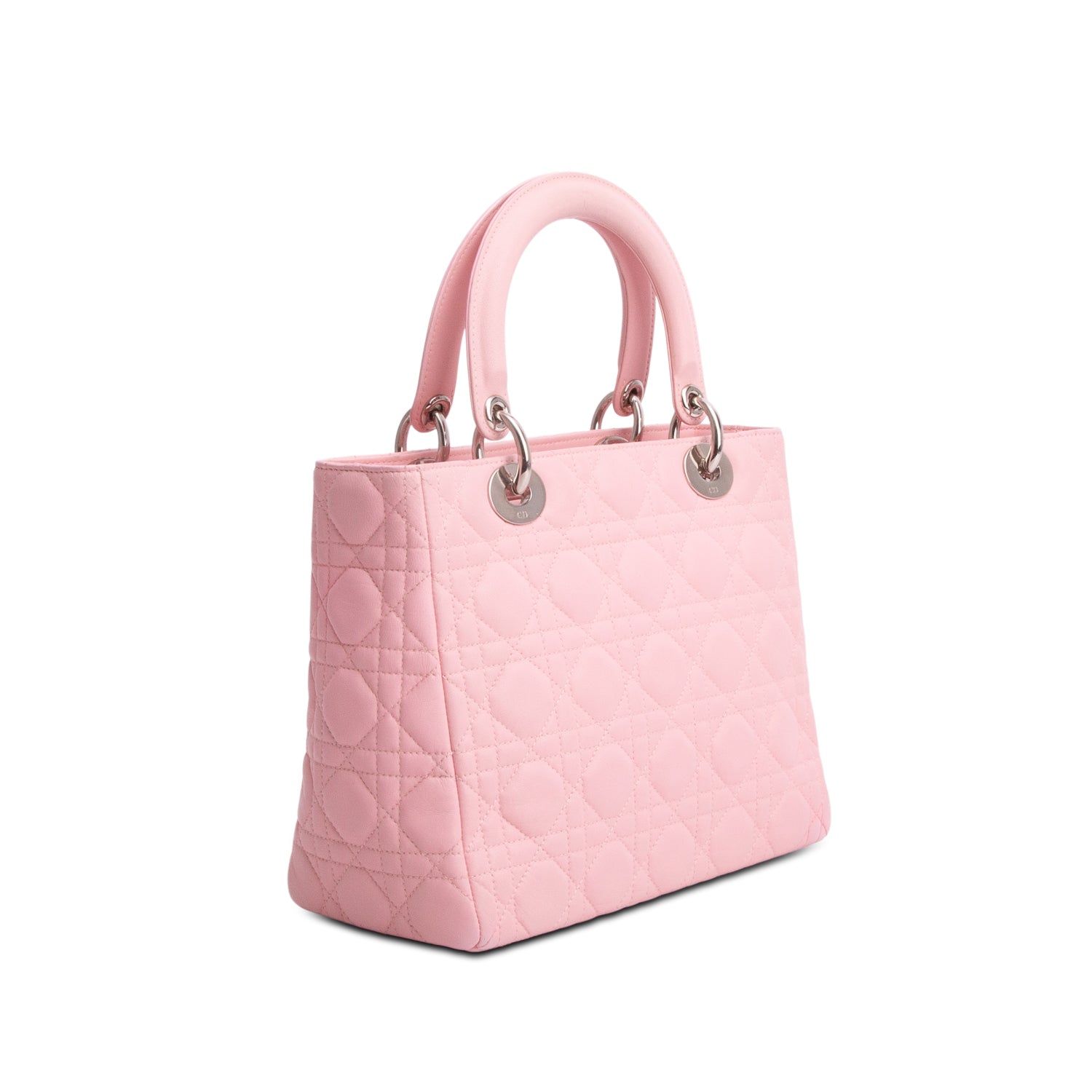 Christian Dior Pink Cannage Lambskin Leather Medium Lady Dior Bag w/ Strap