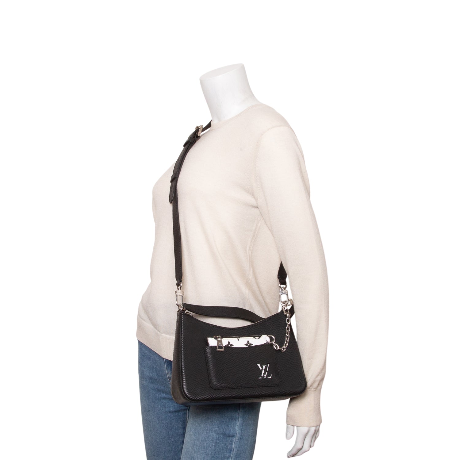Louis Vuitton Black Epi Leather Marelle Quartz Bag w/ Straps & Zip Pouch