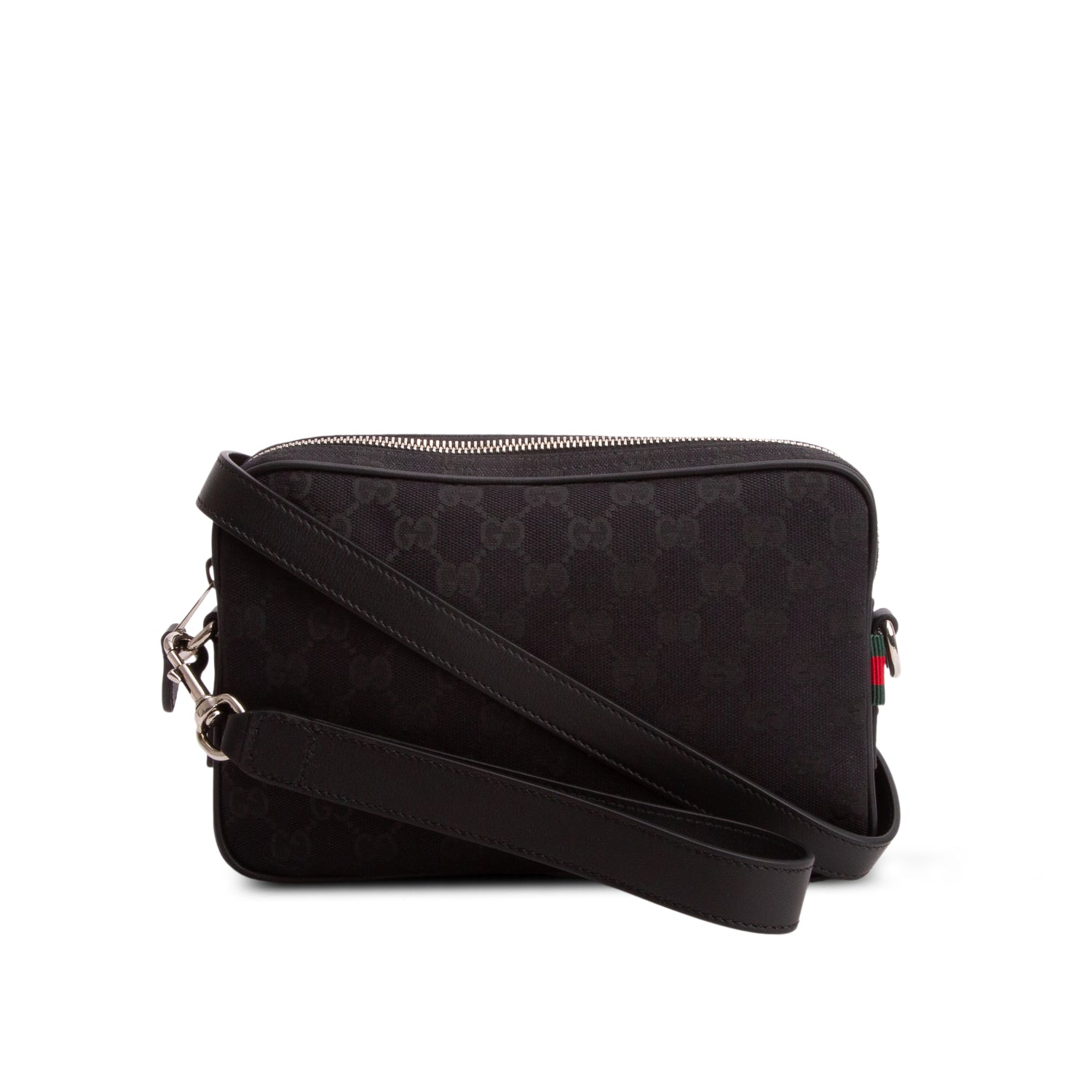 Gucci Black GG Canvas Small Crossbody Bag w/ Straps & Box