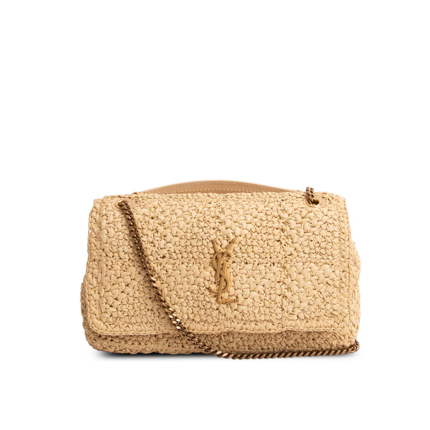 Saint Laurent 2023 Neutral Raffia Medium Jamie Shoulder Bag