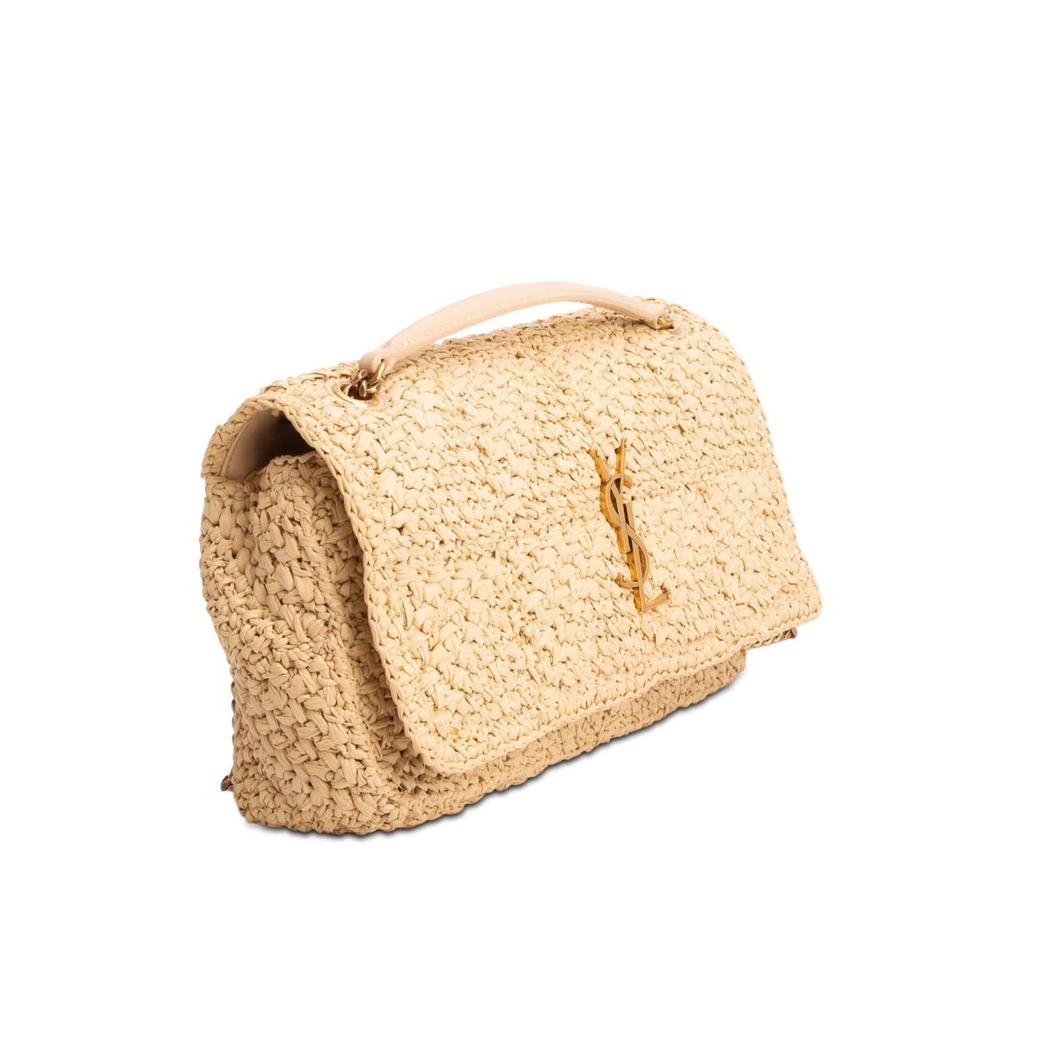 Saint Laurent 2023 Neutral Raffia Medium Jamie Shoulder Bag