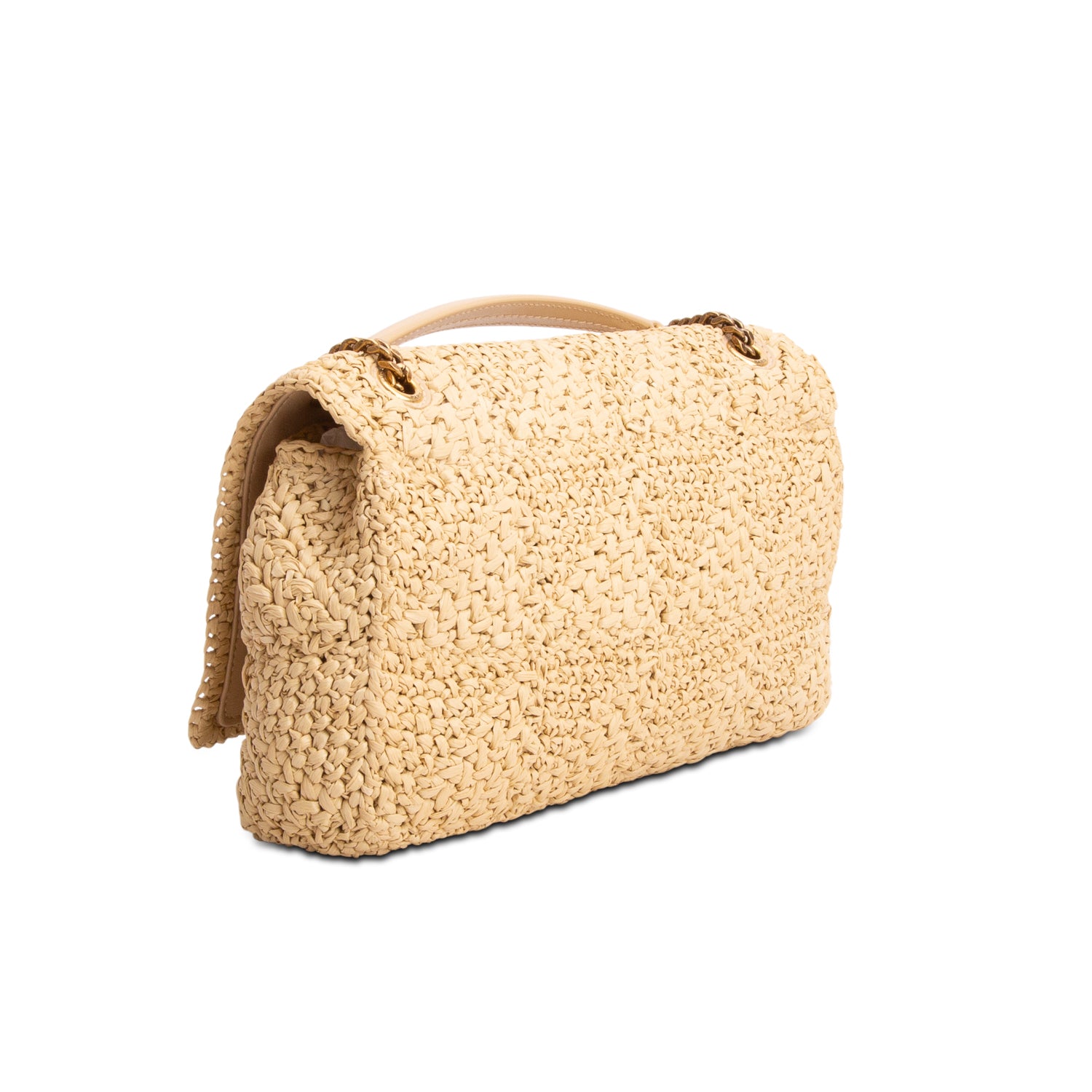 Saint Laurent 2023 Neutral Raffia Medium Jamie Shoulder Bag