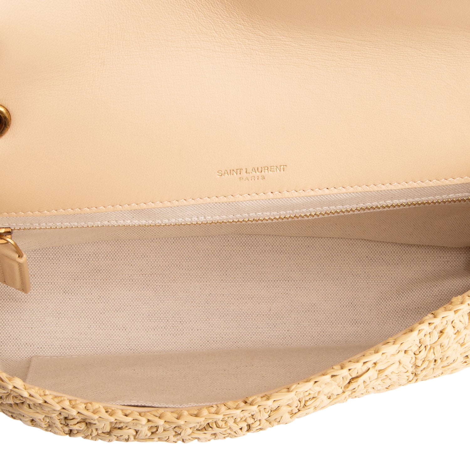 Saint Laurent 2023 Neutral Raffia Medium Jamie Shoulder Bag