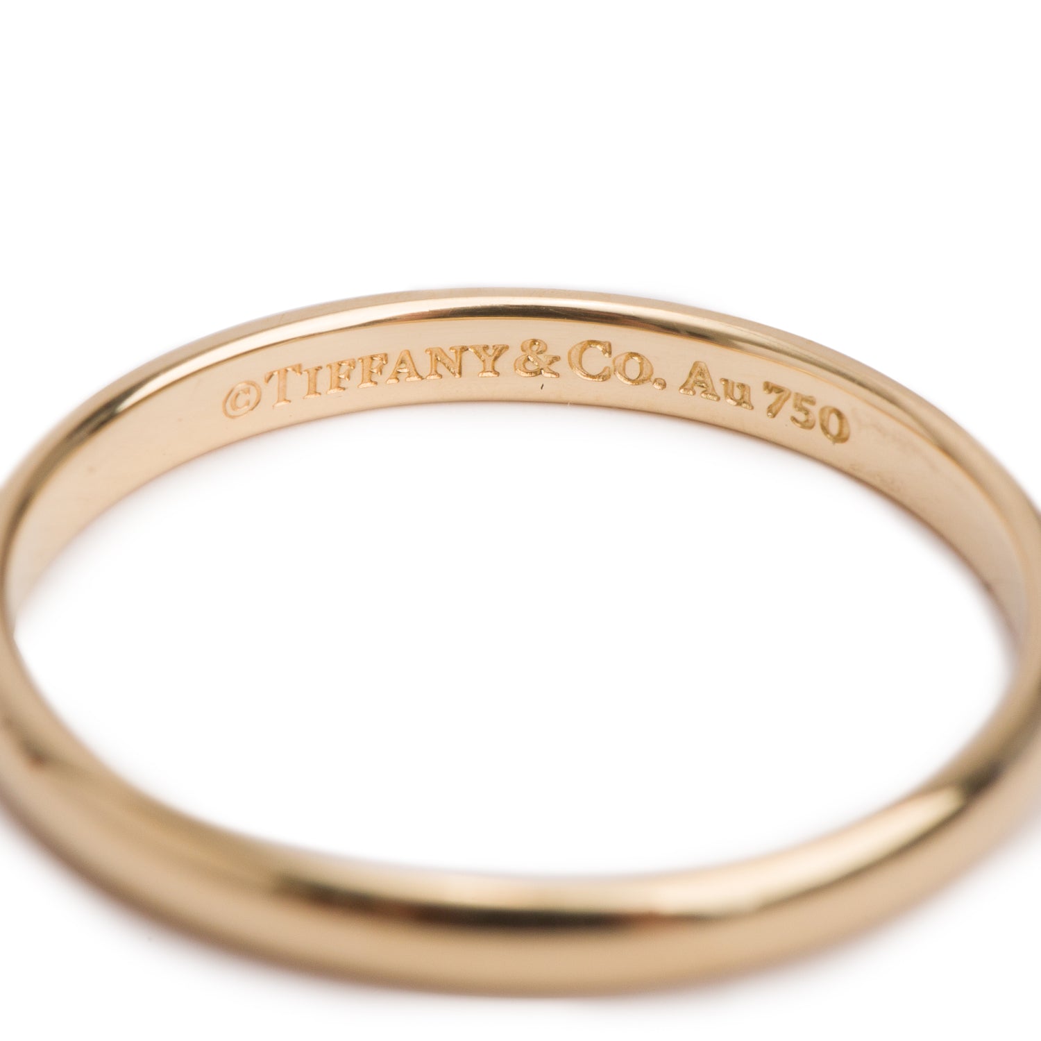 Tiffany & Co. 18k Yellow Gold 2 MM Wedding Band Ring, Size 5.5