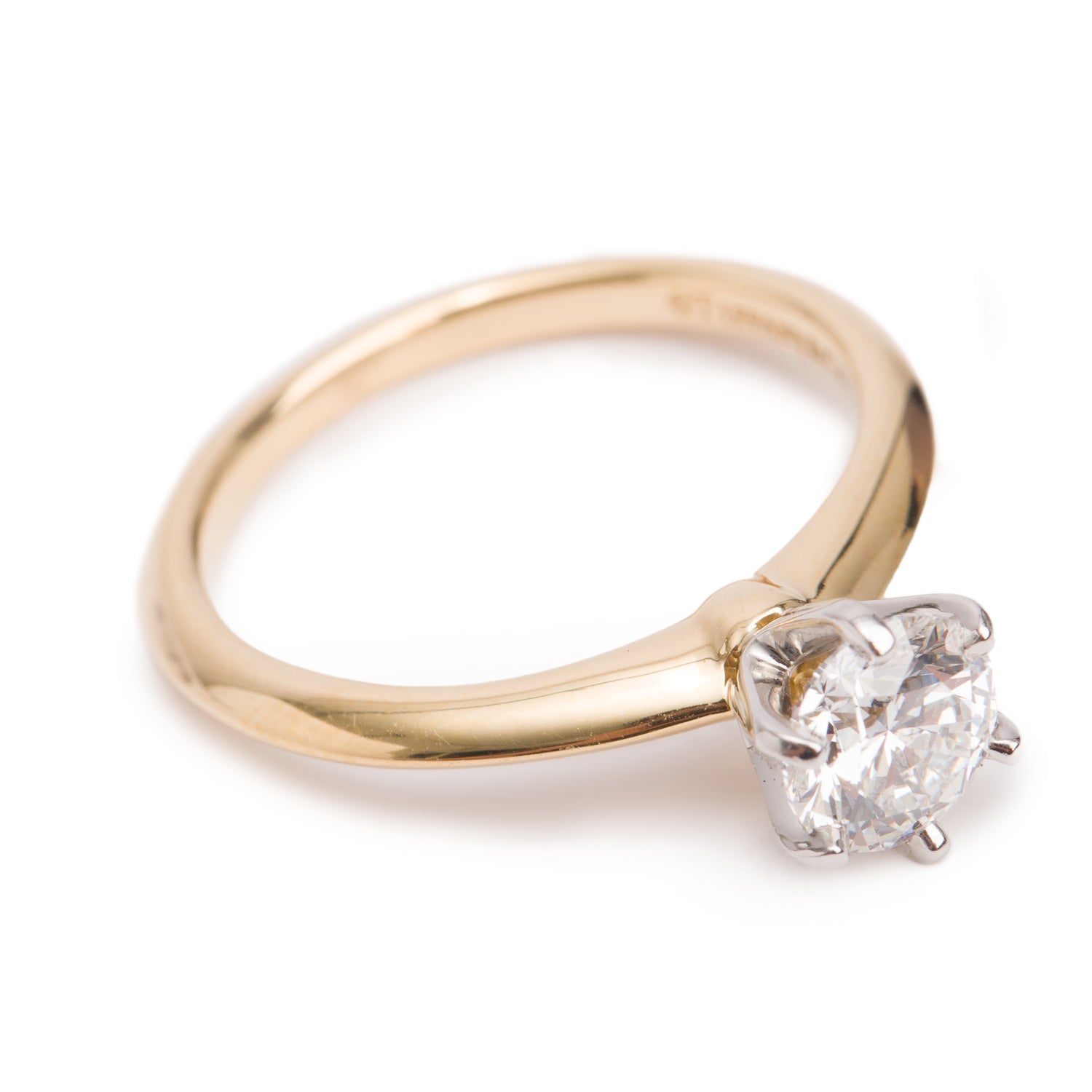 Tiffany & Co. 18k Yellow Gold & Platinum 0.81 ct. Diamond Engagement Ring, Size 5.5